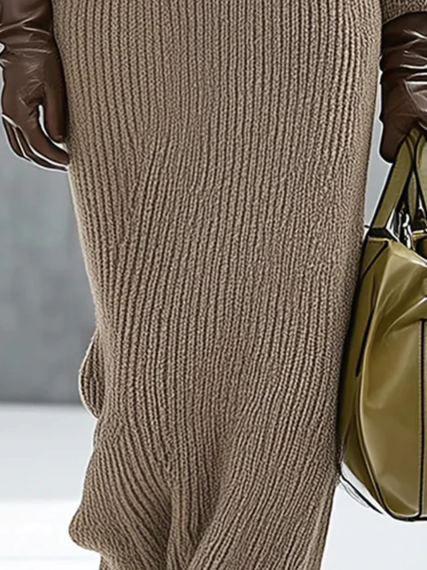 Casual Plain Raglan Sleeve Turtleneck Sweater Maxi Dress