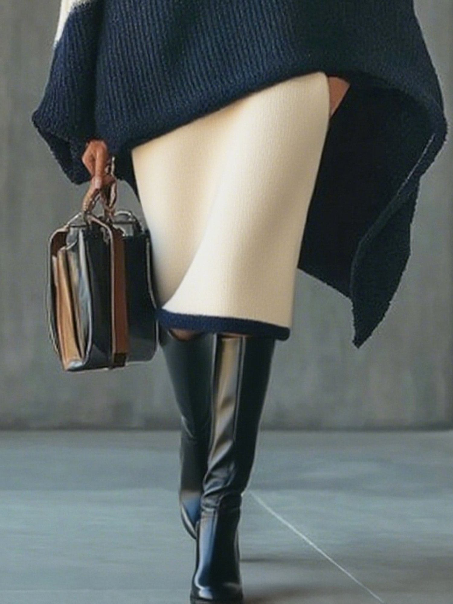 Urban Color Block Sweater Skirt