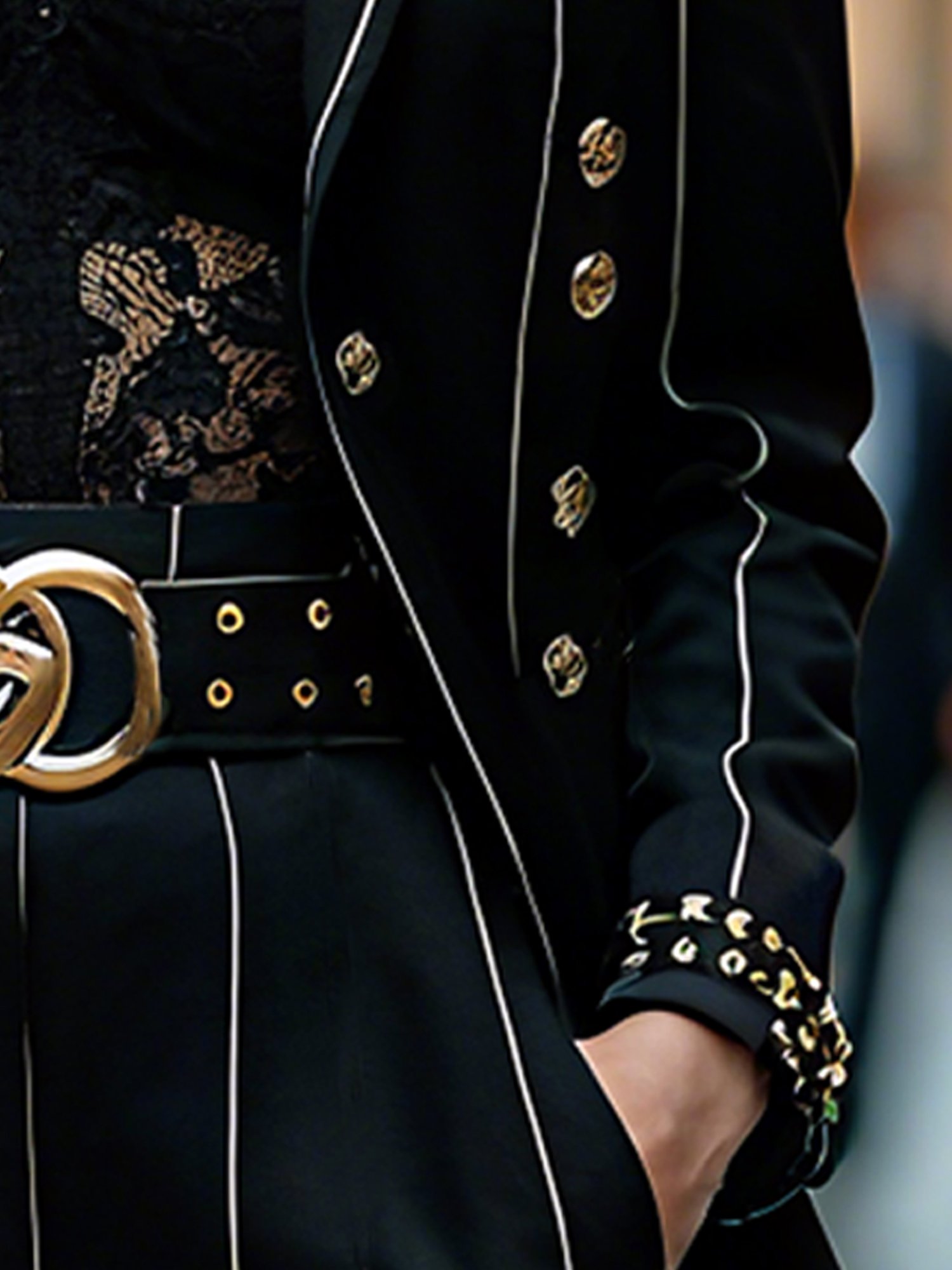 Urban Buttoned Striped Lapel Collar Blazer