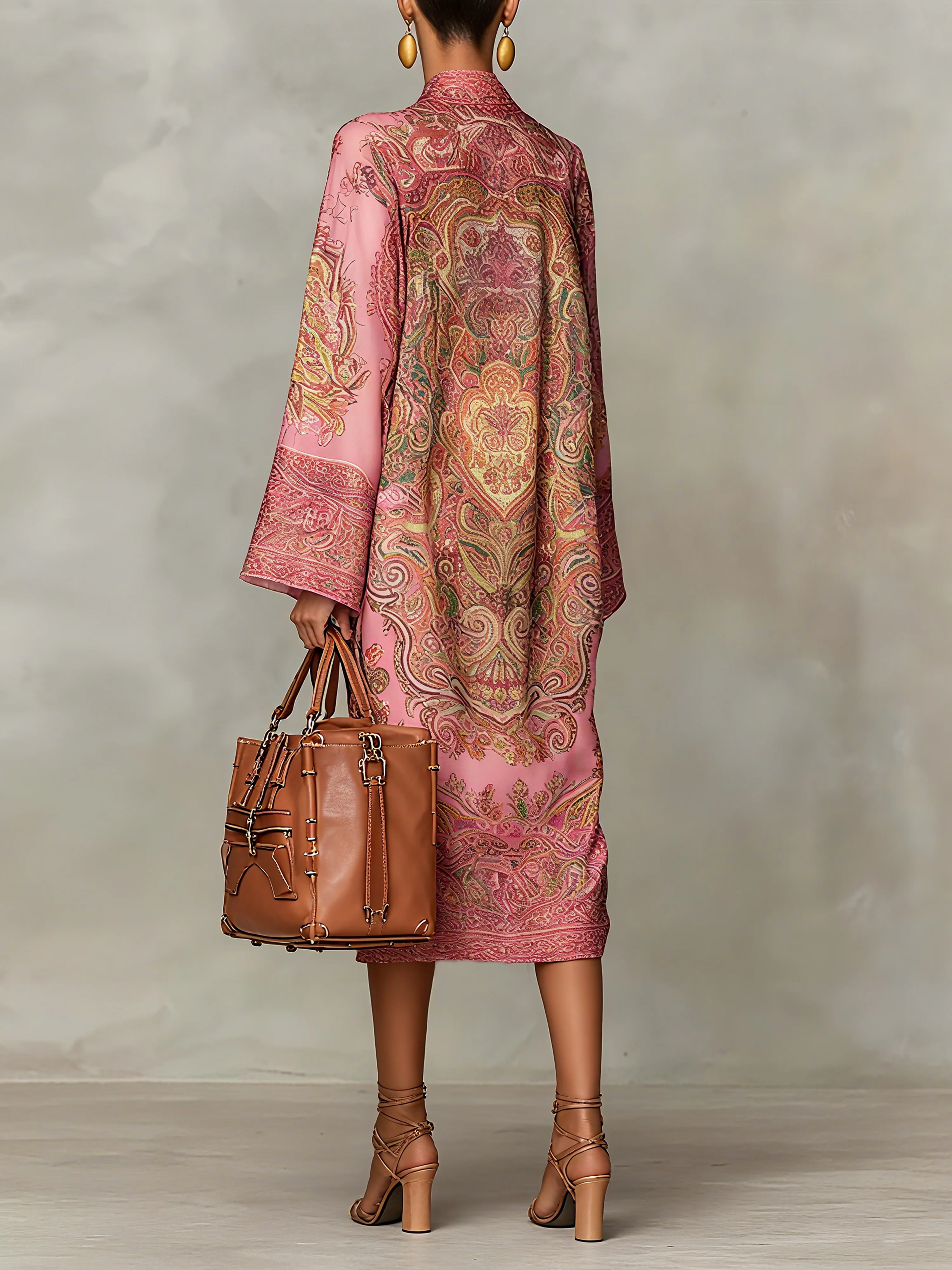 Elegant Paisley Print Relaxed Midi Dress