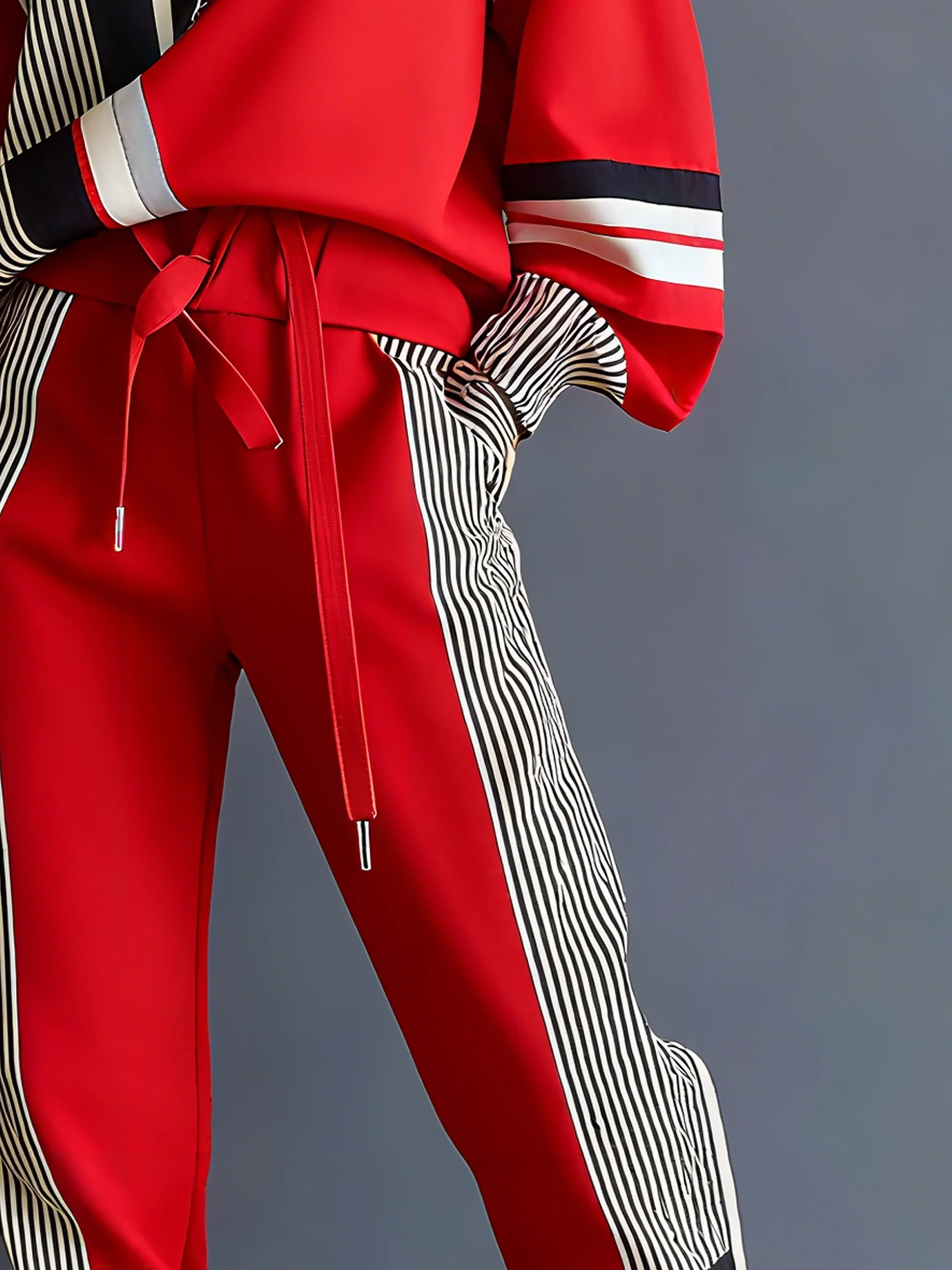 Casual Colorblock Ankle Cuffed Pants