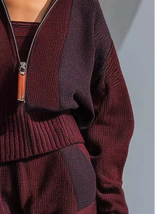 Casual Color Block Zipper Cardigan