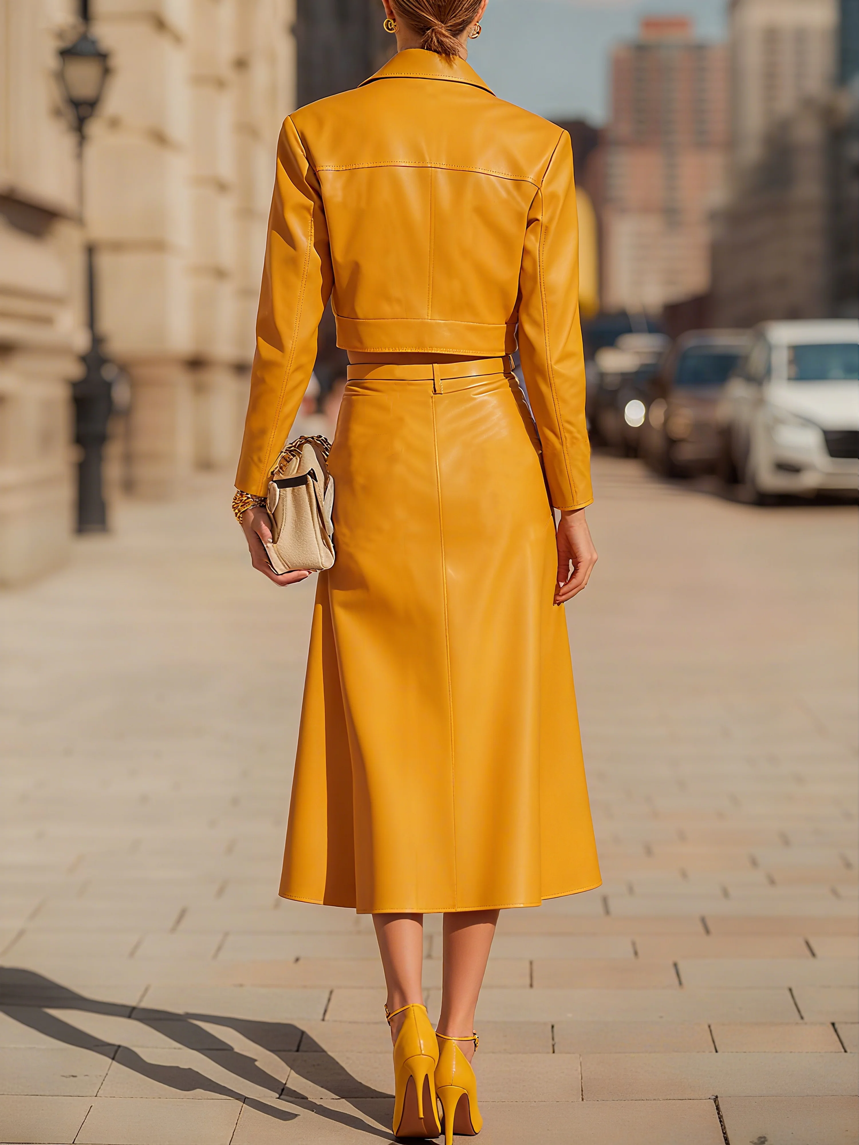 Urban Buttoned Plain Faux Leather Coat