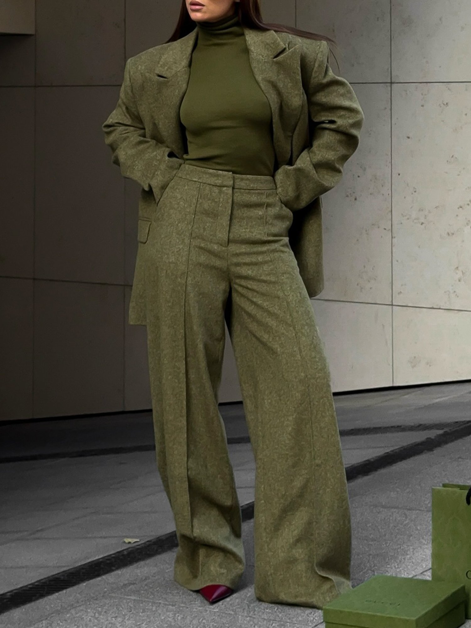 Urban Regular Sleeve Plain Lapel Collar Blazer