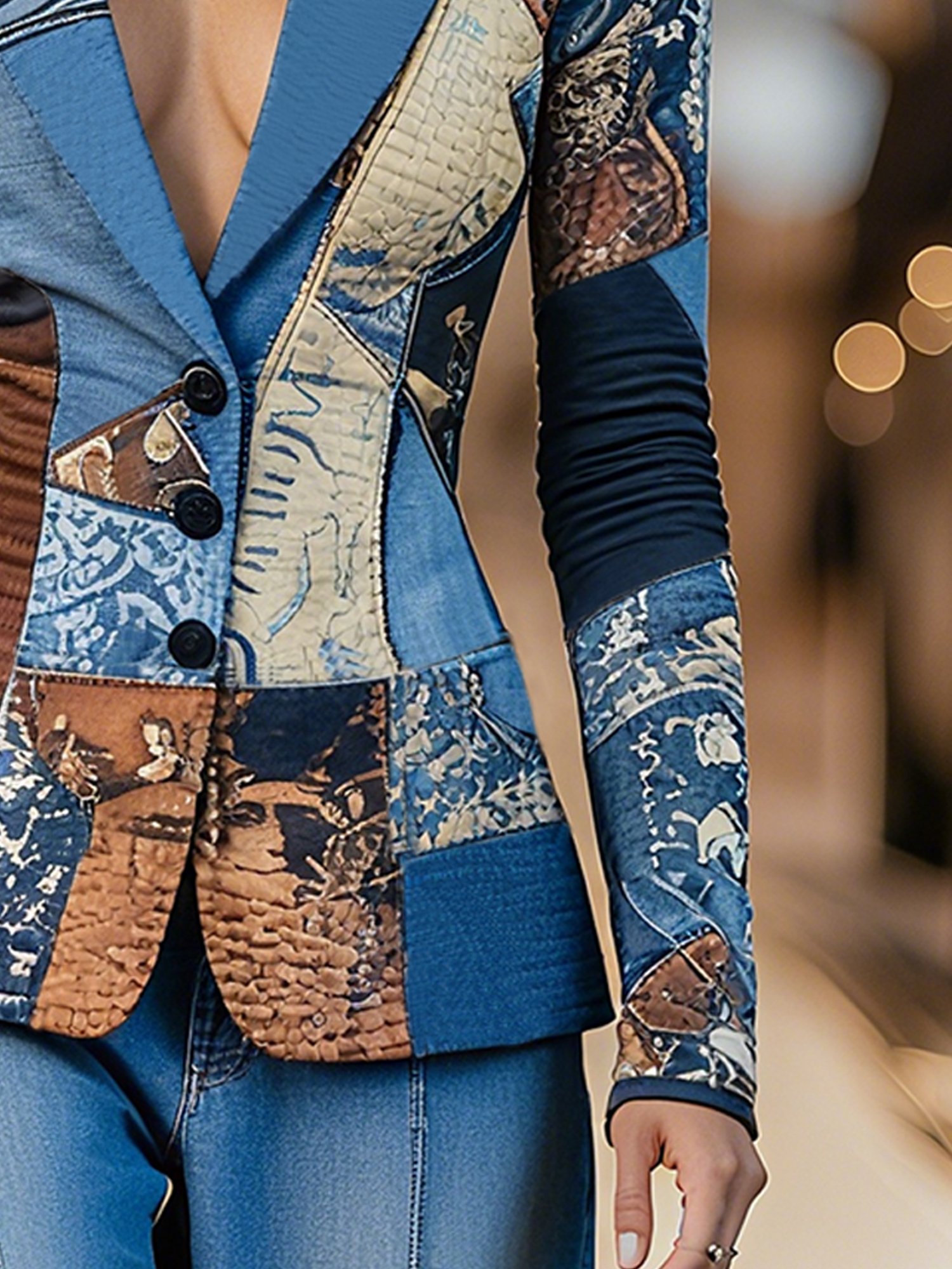 Casual Printing Random Print Lapel Collar Blazer