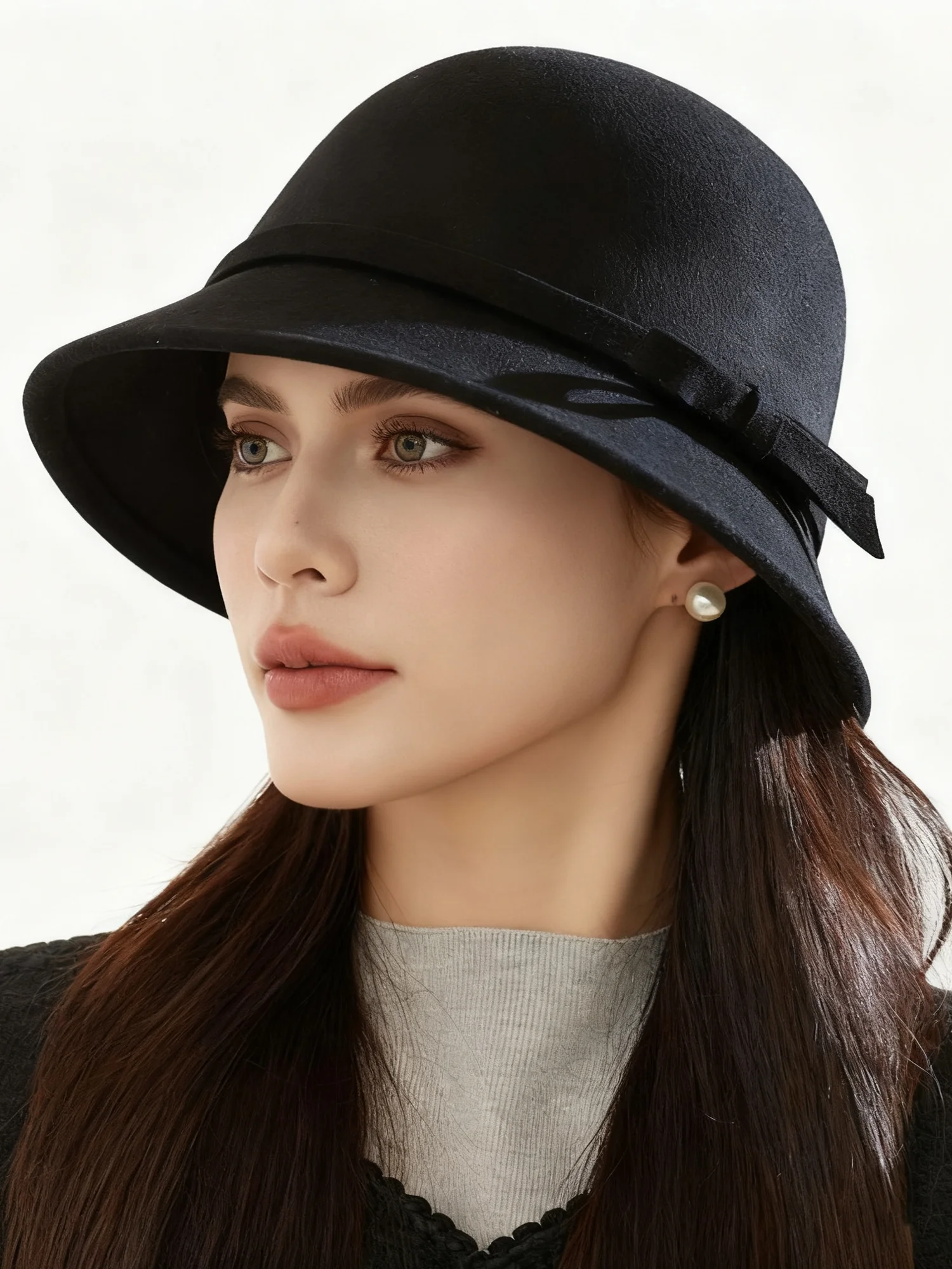 Winter woolen hat French style felt hat elegant small basin hat