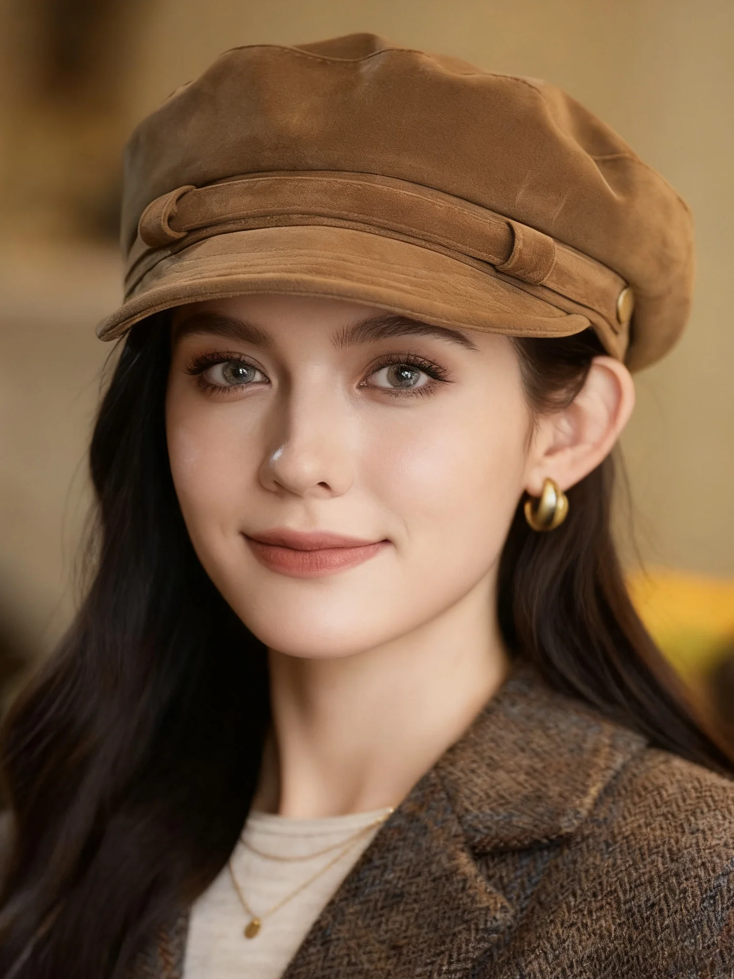 Old British style beret autumn and winter octagonal hat