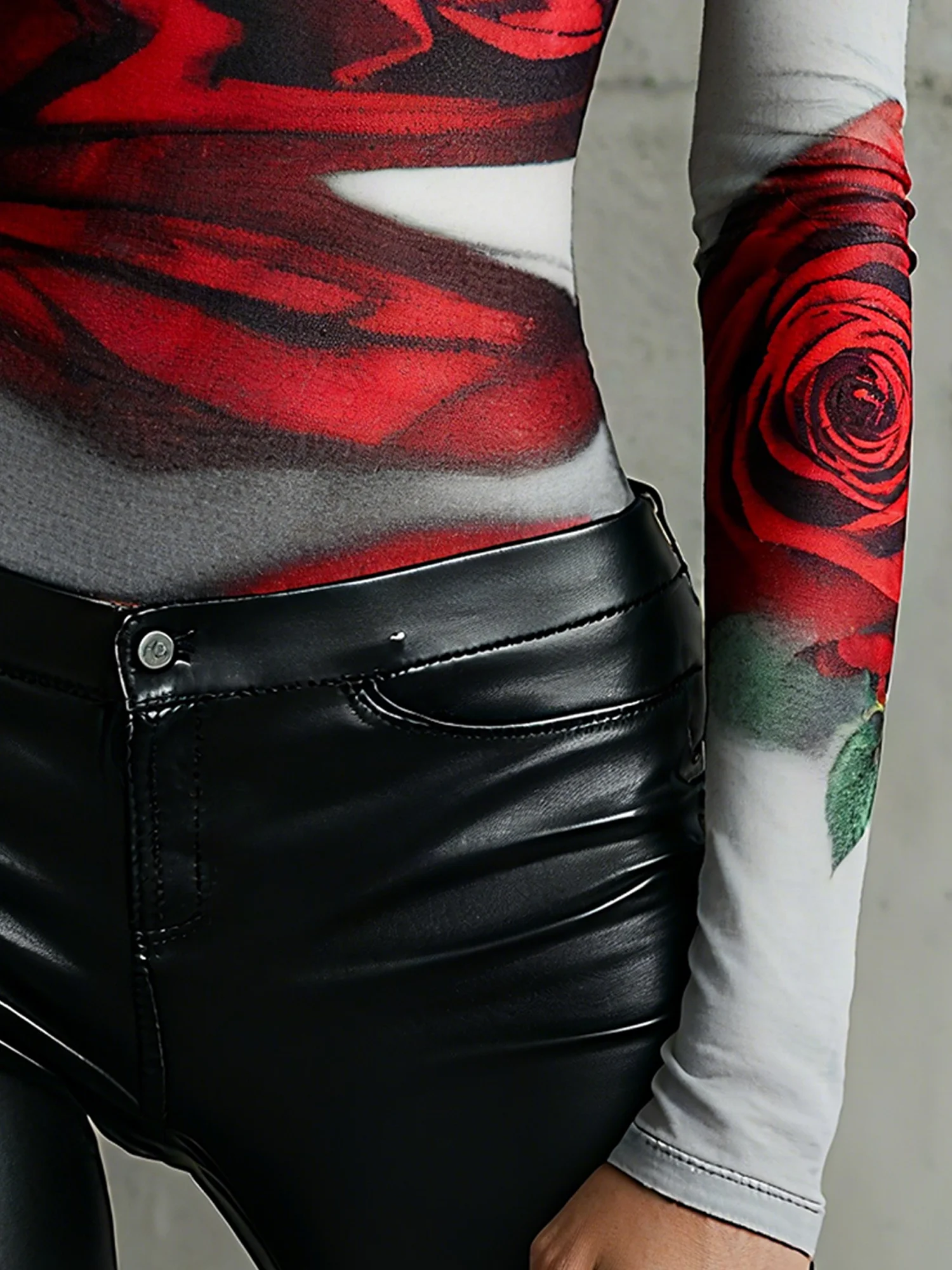 Casual Floral Printing Tight T-shirt