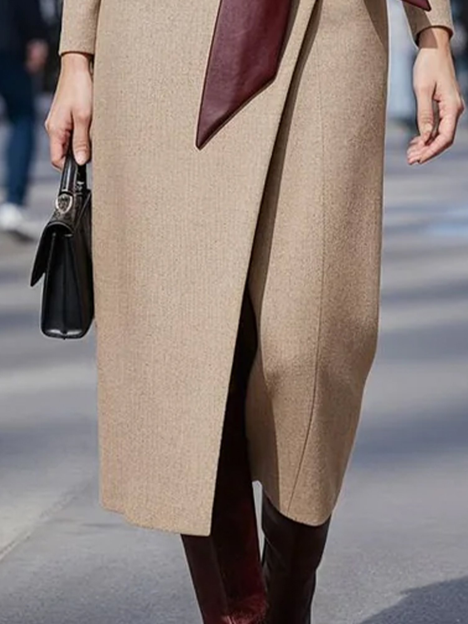 Urban Plain Irregular Craftsmanship Midi Dress With Belt