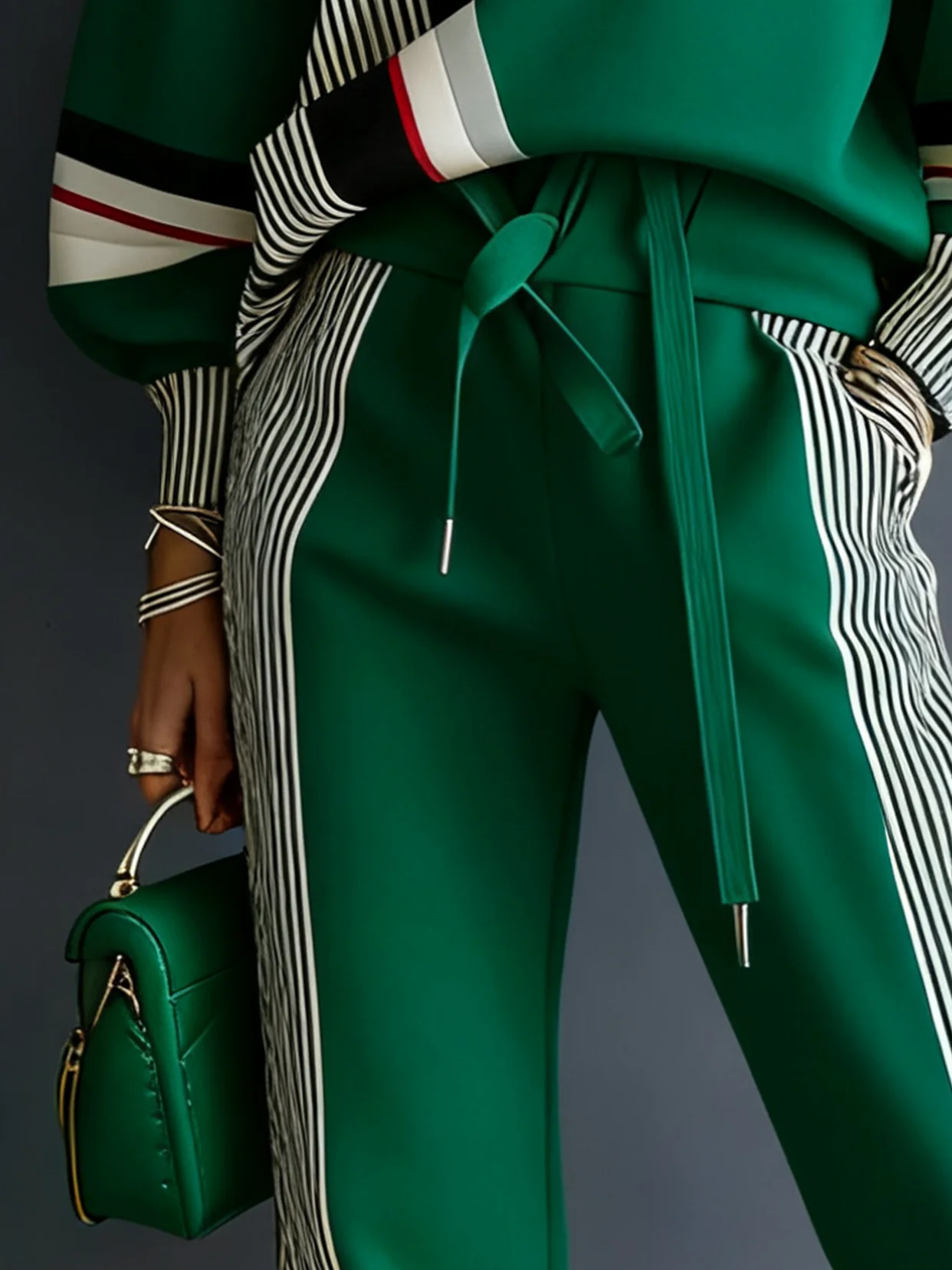 Casual Colorblock Ankle Cuffed Pants