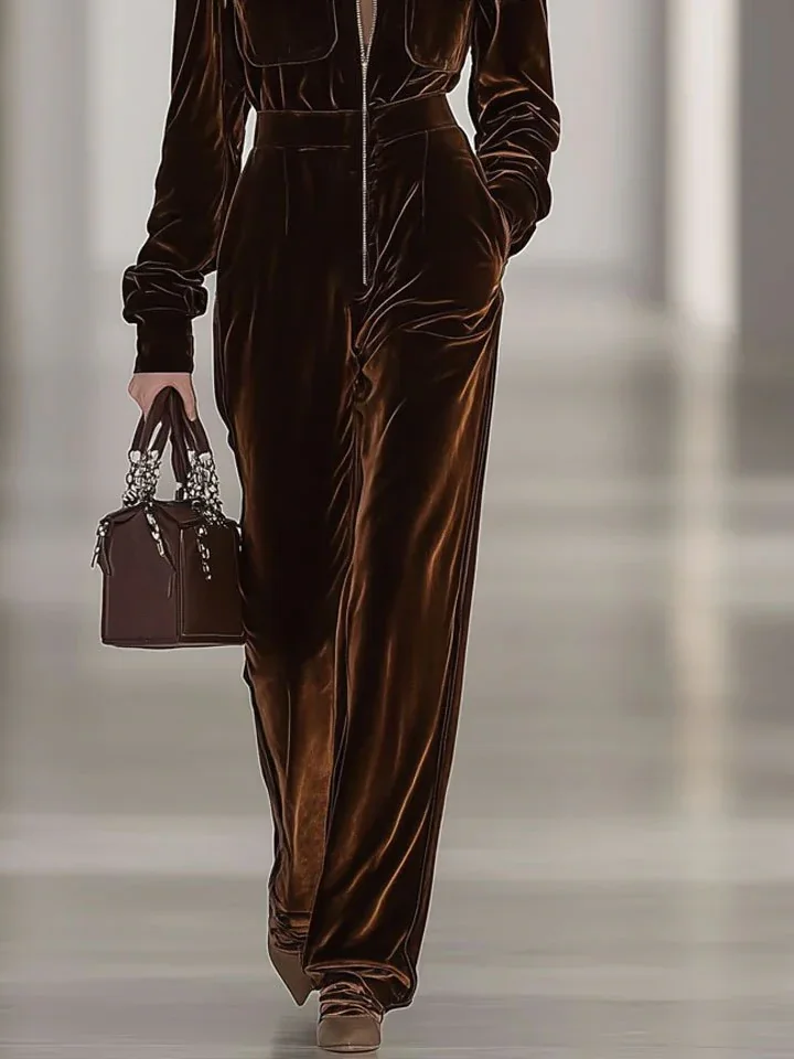 Urban Zipper Plain Shawl Collar Jumpsuit