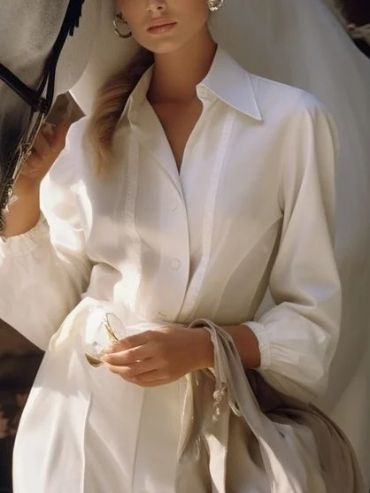 Cotton Urban Plain Lace Shirt