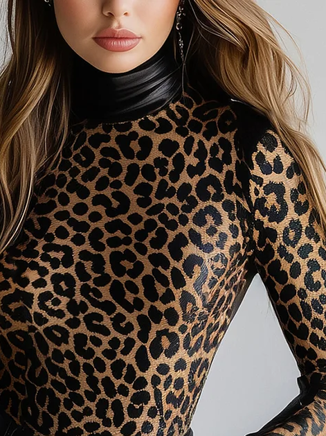 Urban Leopard Turtleneck Blouse