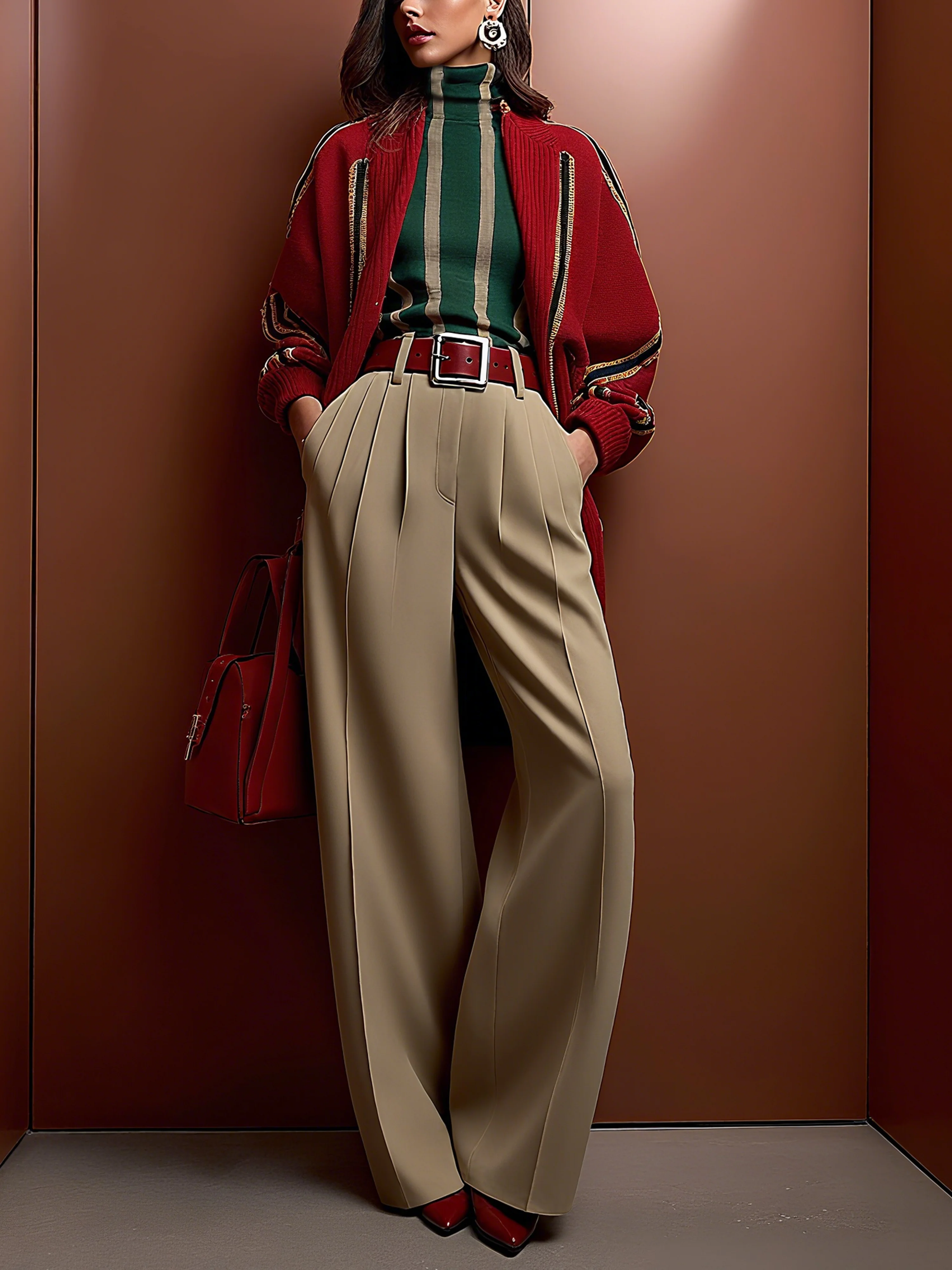 Urban Striped Printing Turtleneck T-shirt