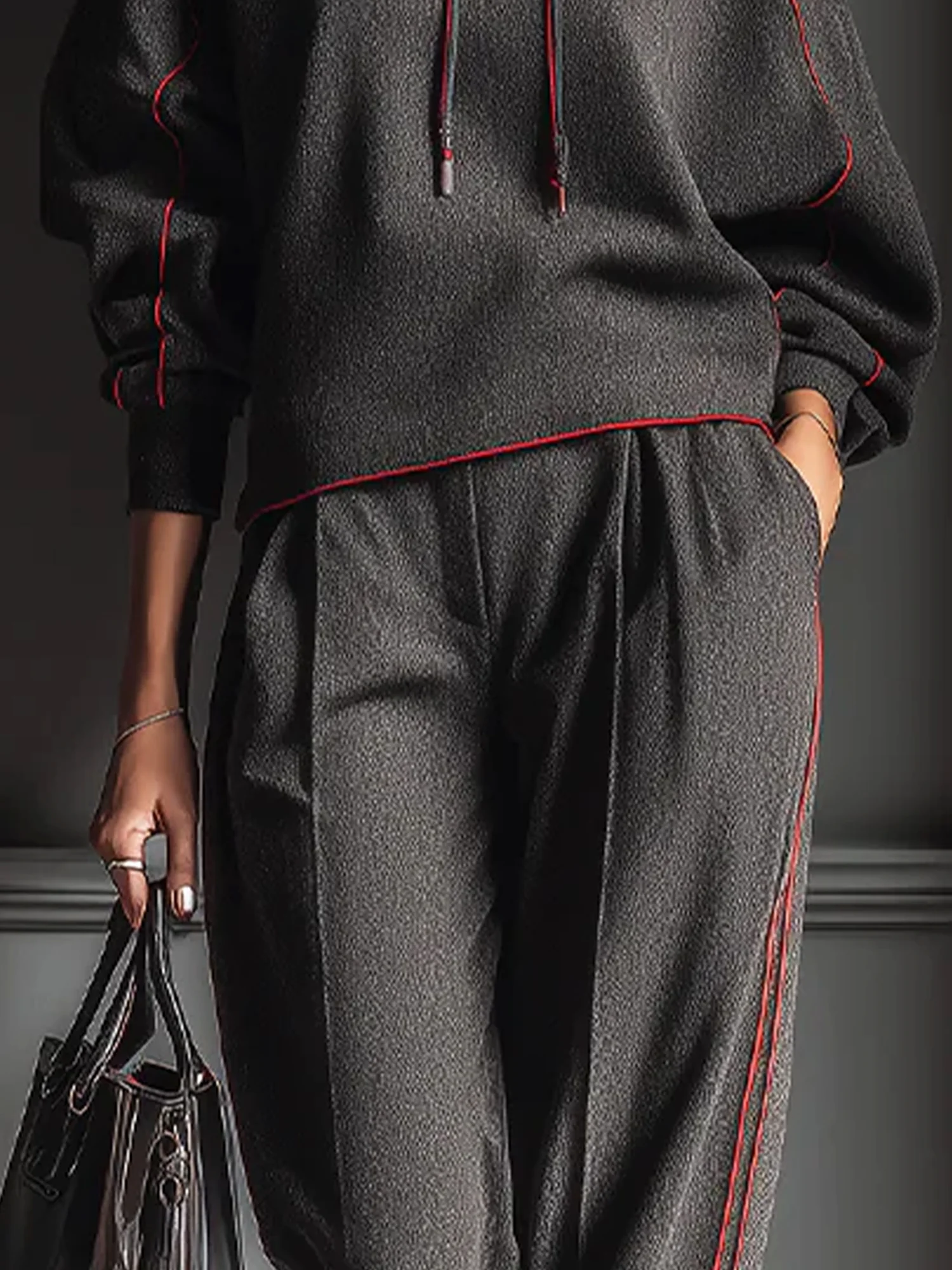 Casual Color Block Binding Hoodie