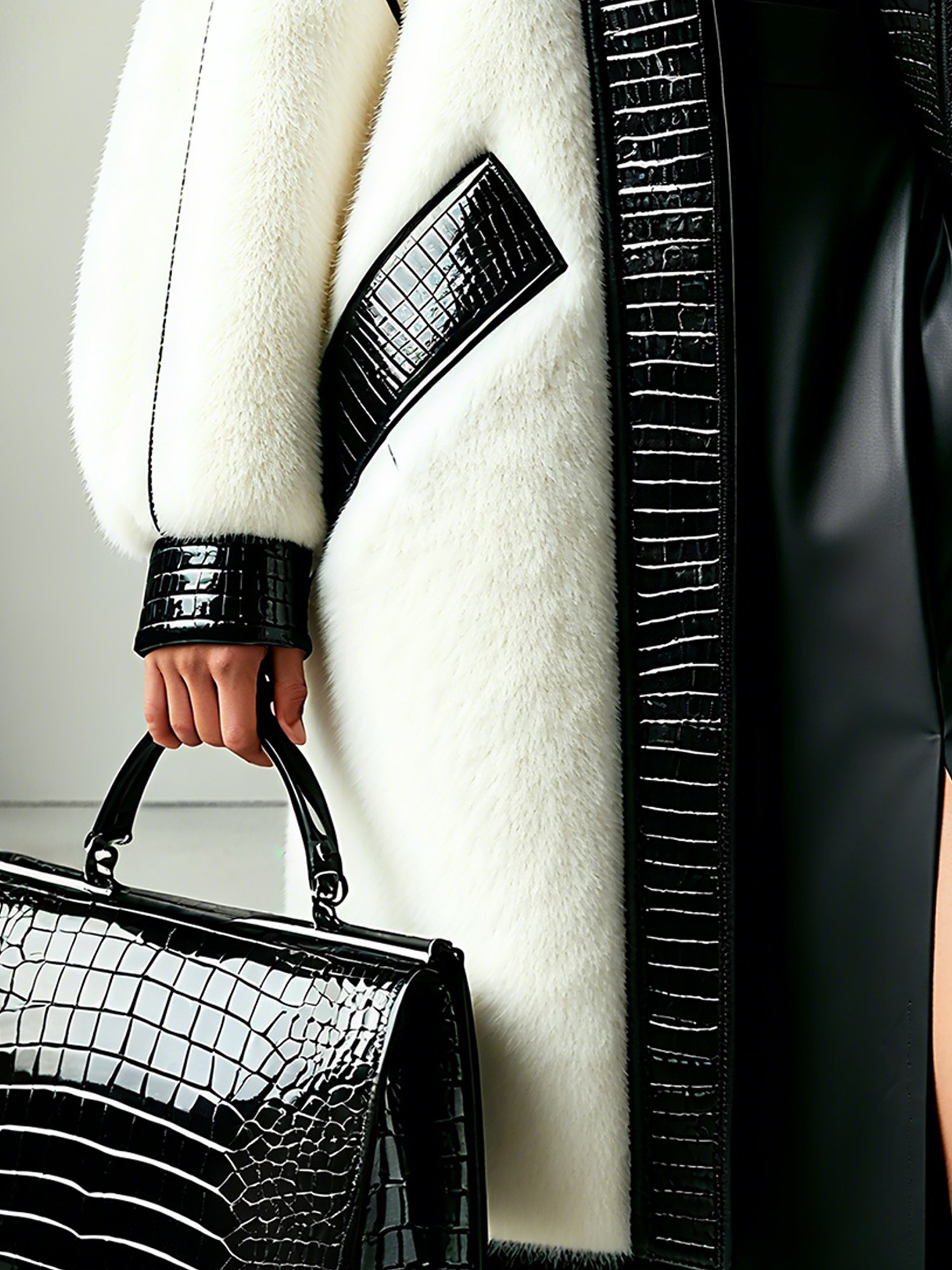 Casual Loosen Split Joint Color Block V Neck Coat No Belt