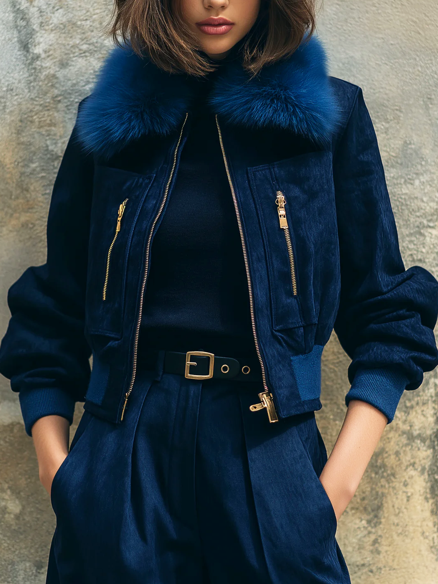 Casual Plain Shirt Collar Faux Leather Coat