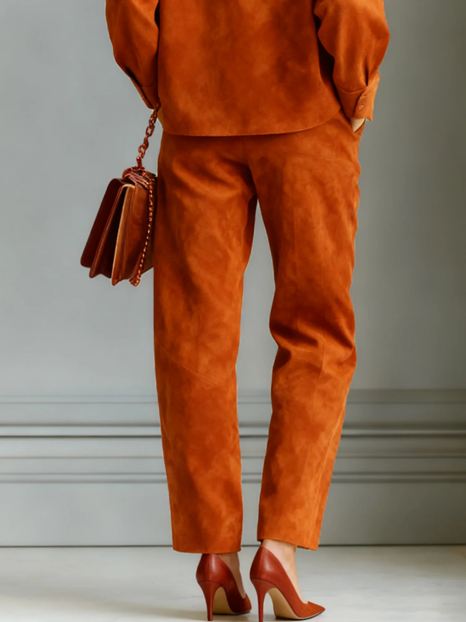 Urban Plain Faux Leather Pants