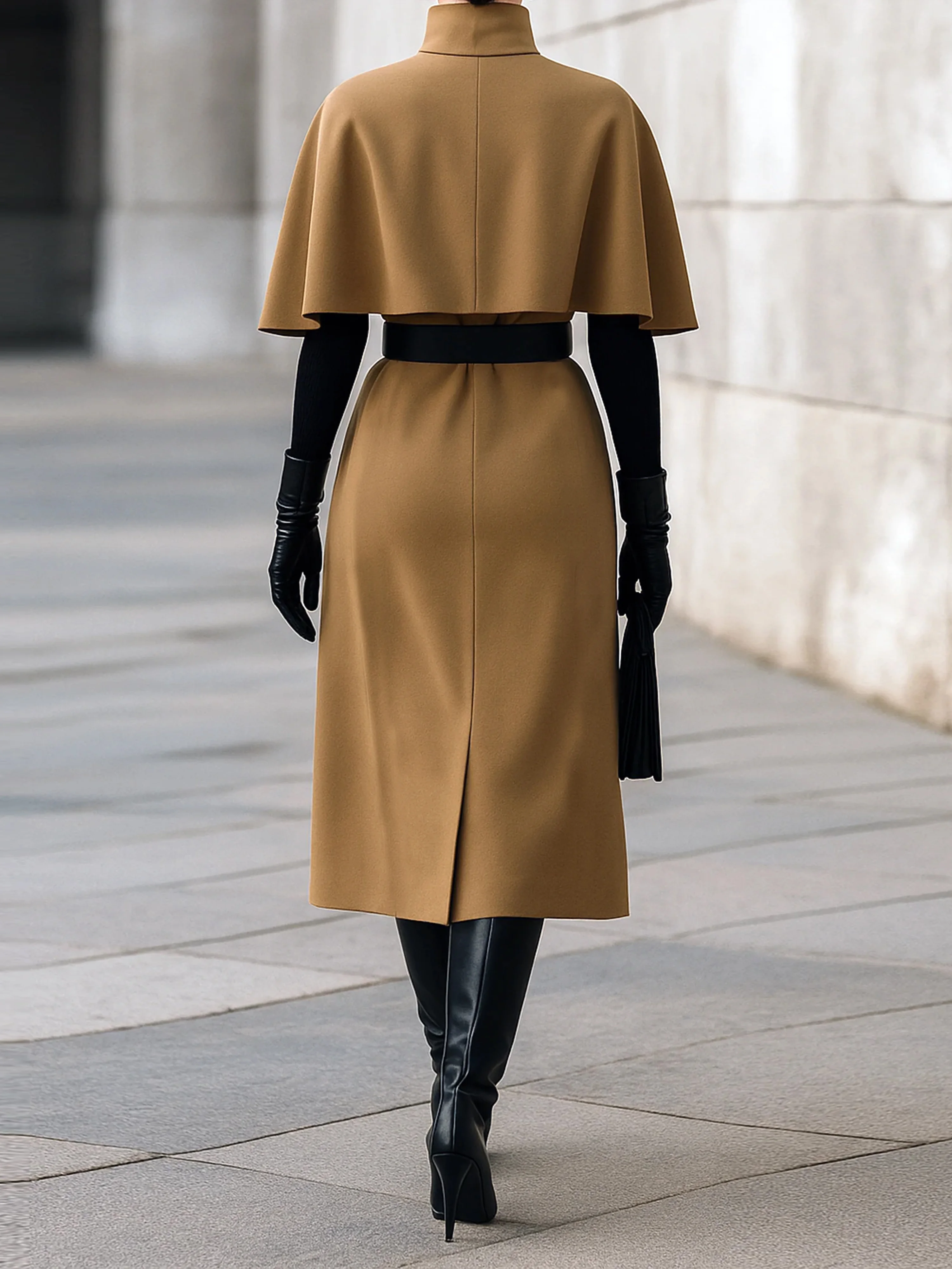 Elegant Buttoned Plain Midi Skirt No Belt