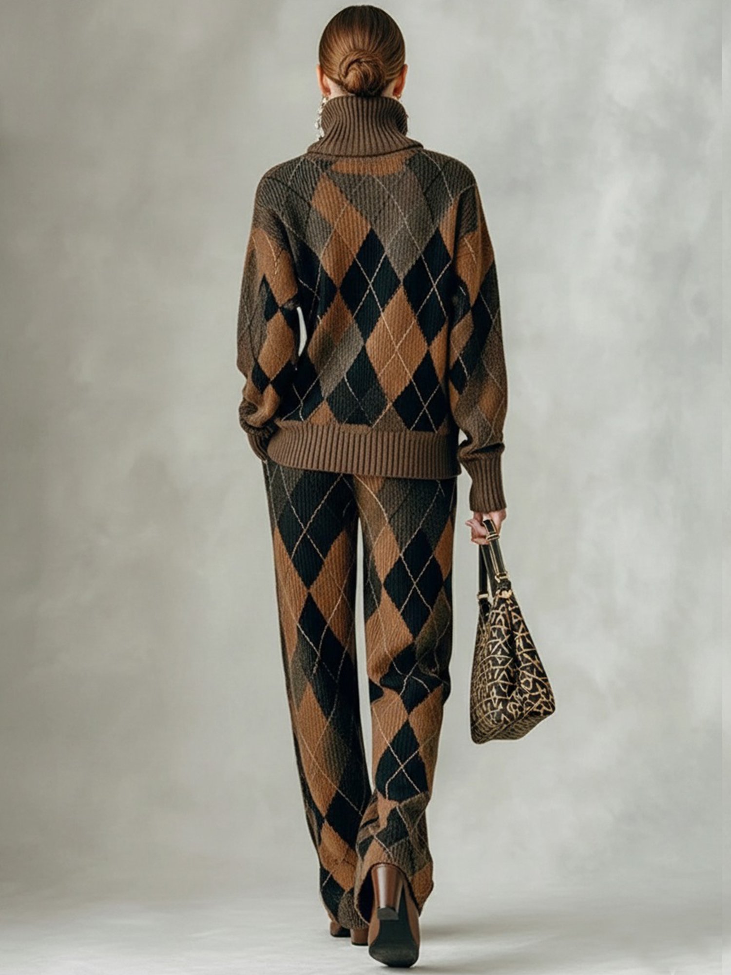 Casual Plaid Turtleneck Sweater