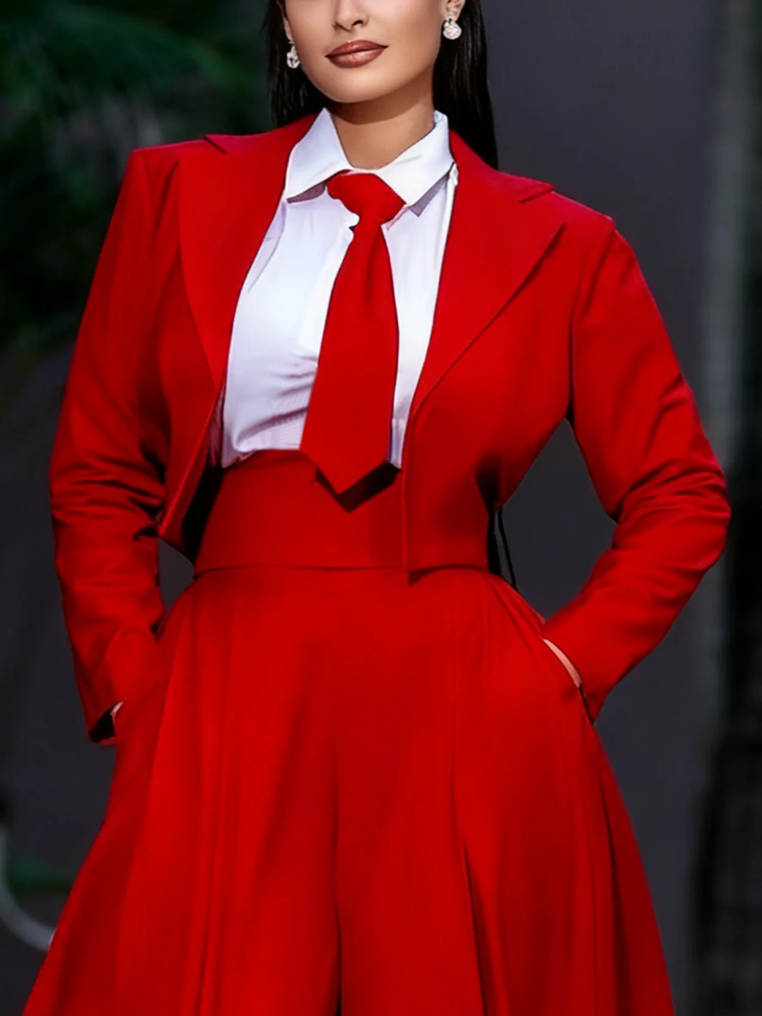 Urban Shoulder Pad Plain Lapel Collar Jacket