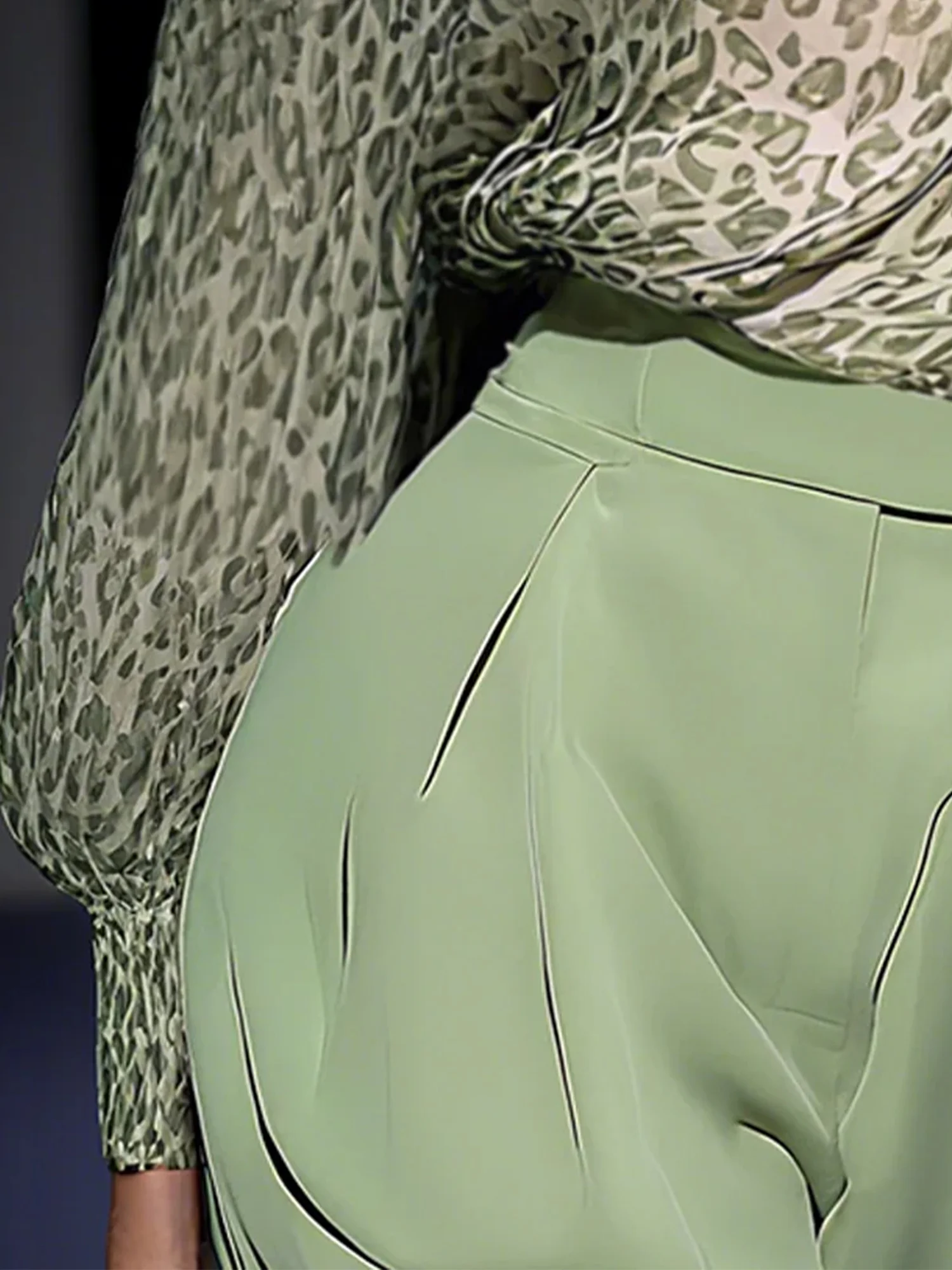 Elegant Leopard Asymmetrical Blouse With 3D Floral