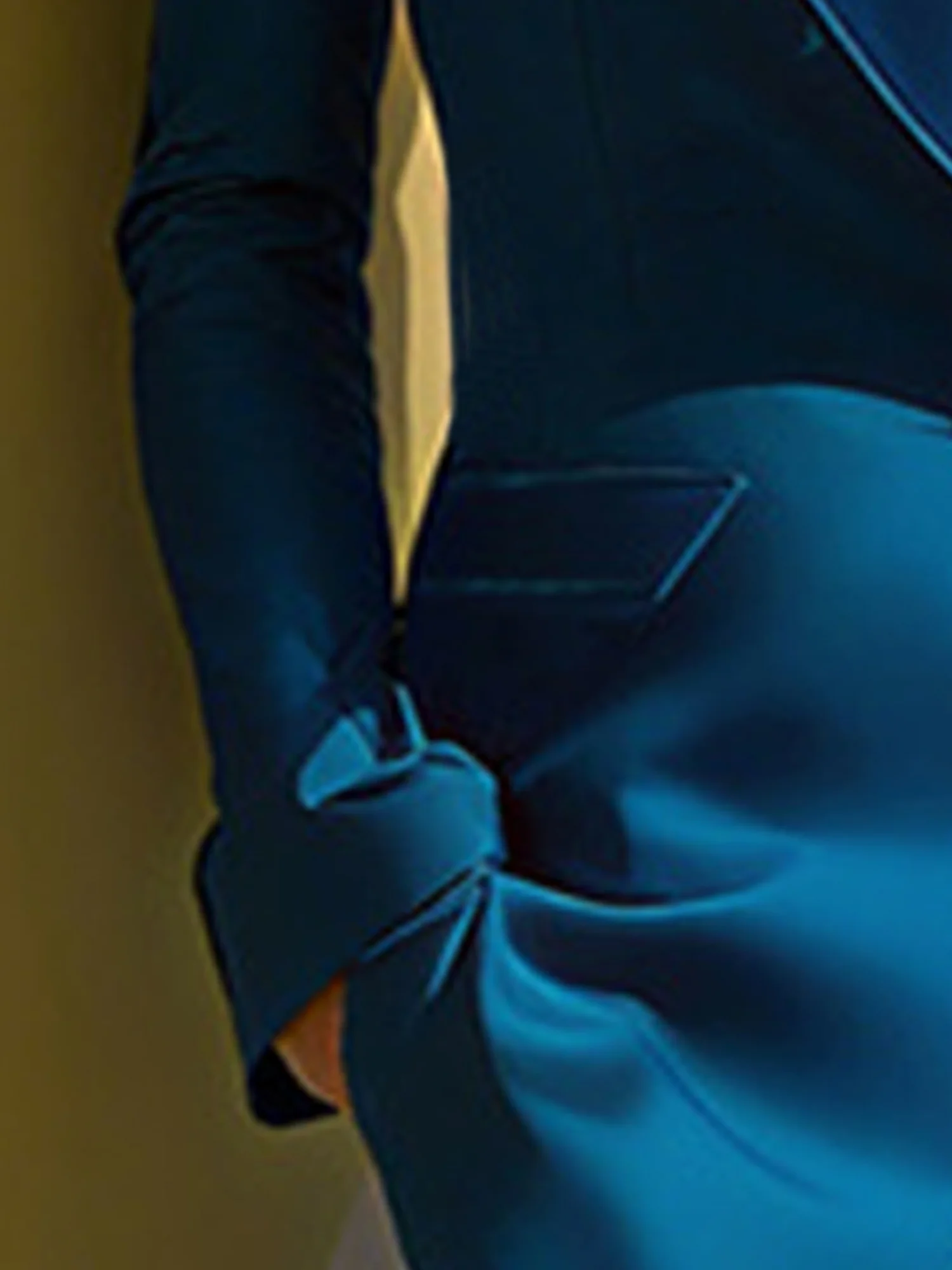 Elegant Satin Plain Lapel Collar Blazer