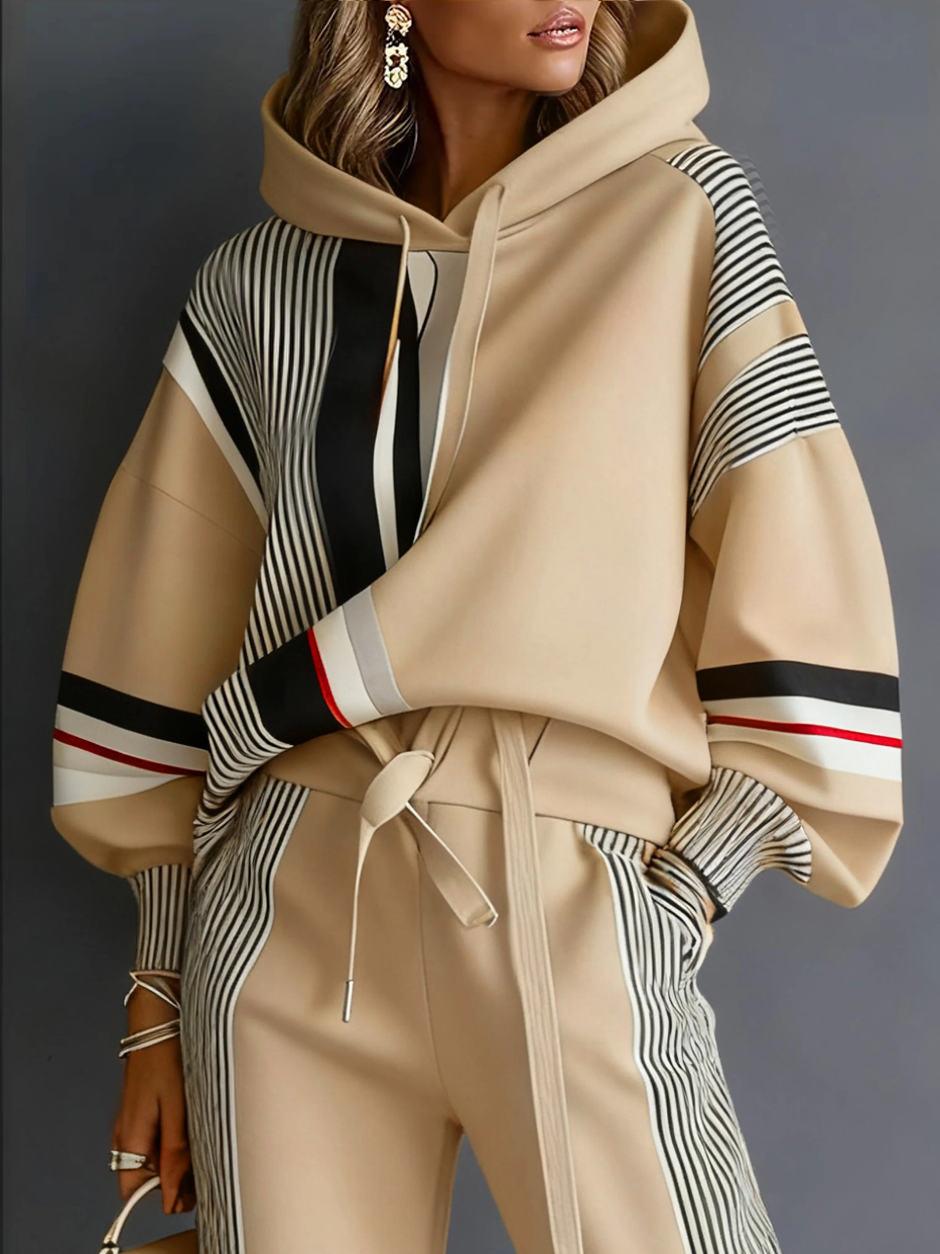 Urban Geometric Relaxed Fit Hoodie