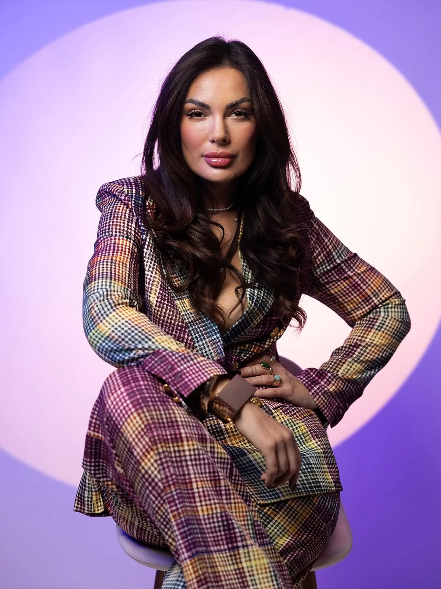 Urban Multi-Plaid Lapel Blazer