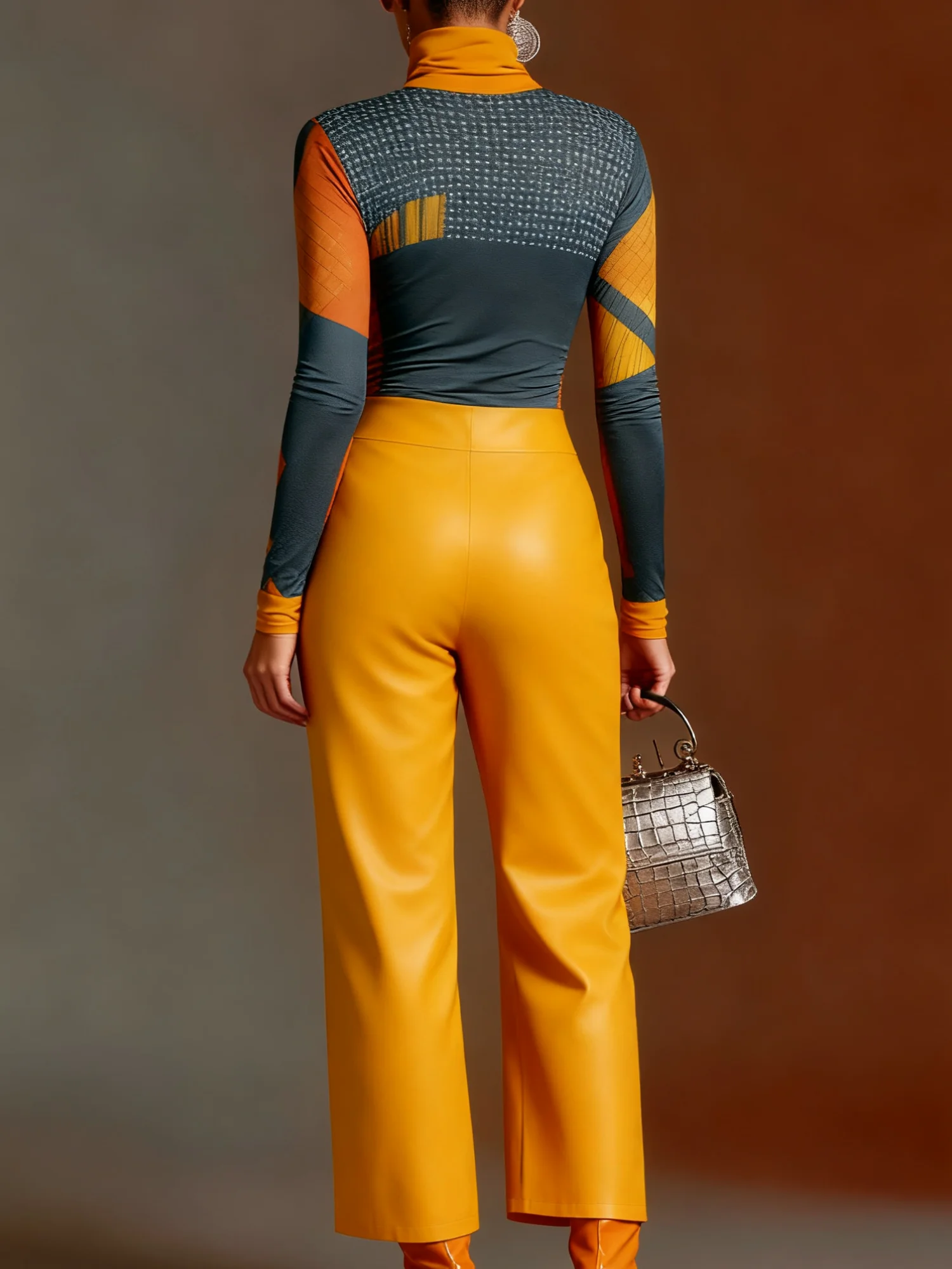 Urban Geometric Mock Neck T-shirt