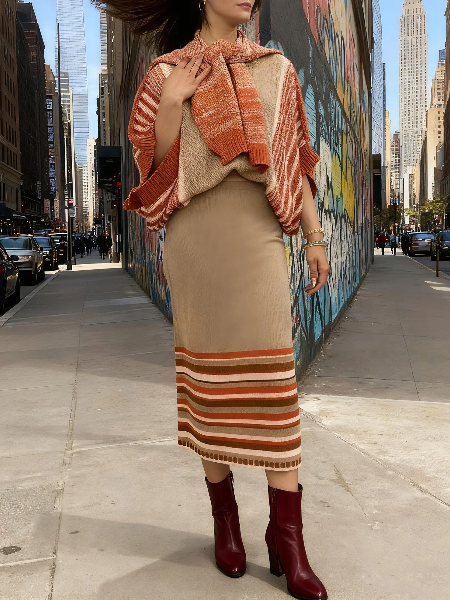 Casual Striped Crew Neck Loosen Sweater