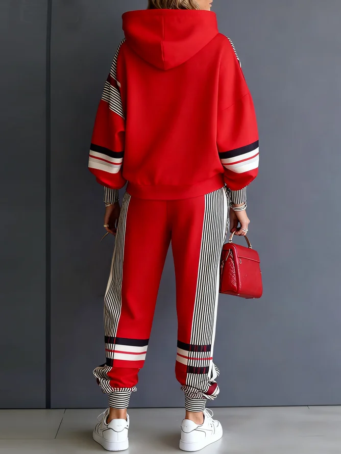 Plus Size Casual Geometric Hoodie Raglan Sleeves Hoodie