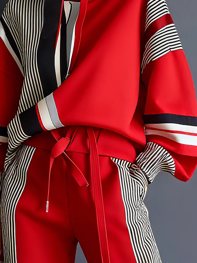 Plus Size Casual Geometric Hoodie Raglan Sleeves Hoodie