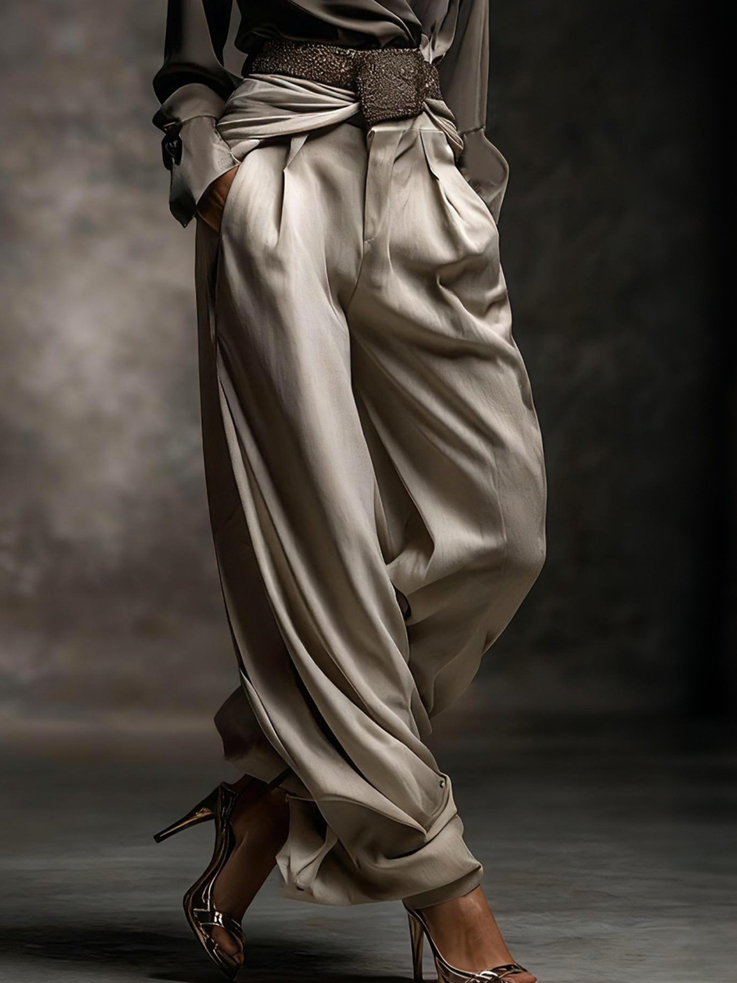 Elegant Plain Bloomers Pants No Belt