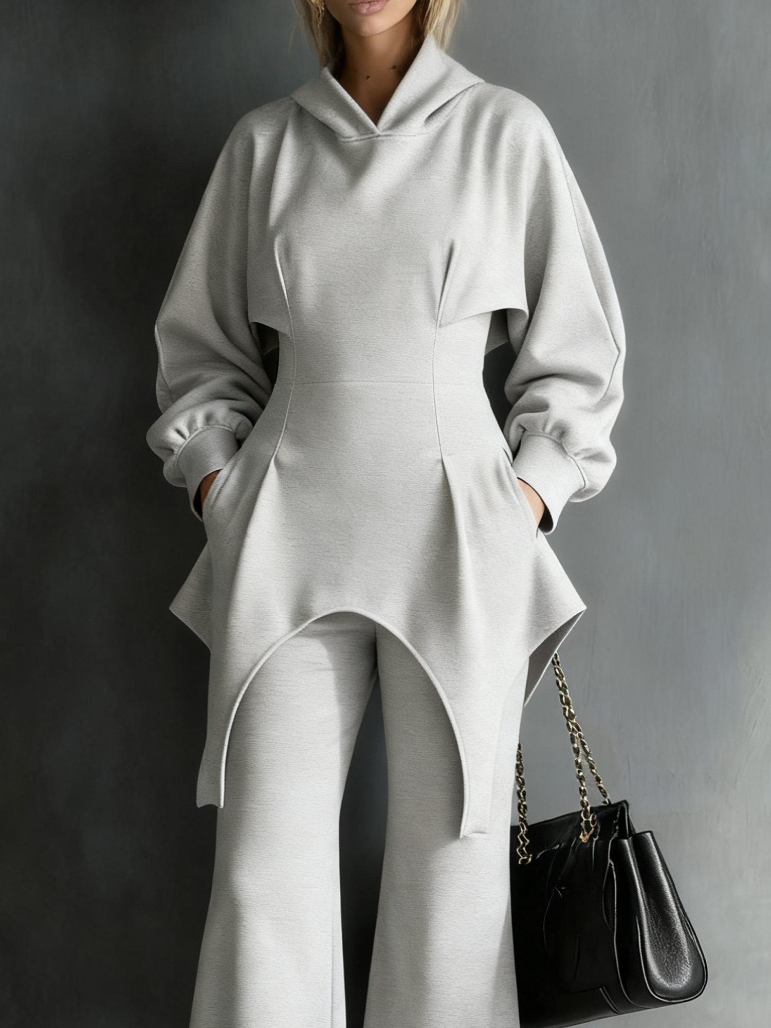 Casual Plain Irregular Craftsmanship Hoodie