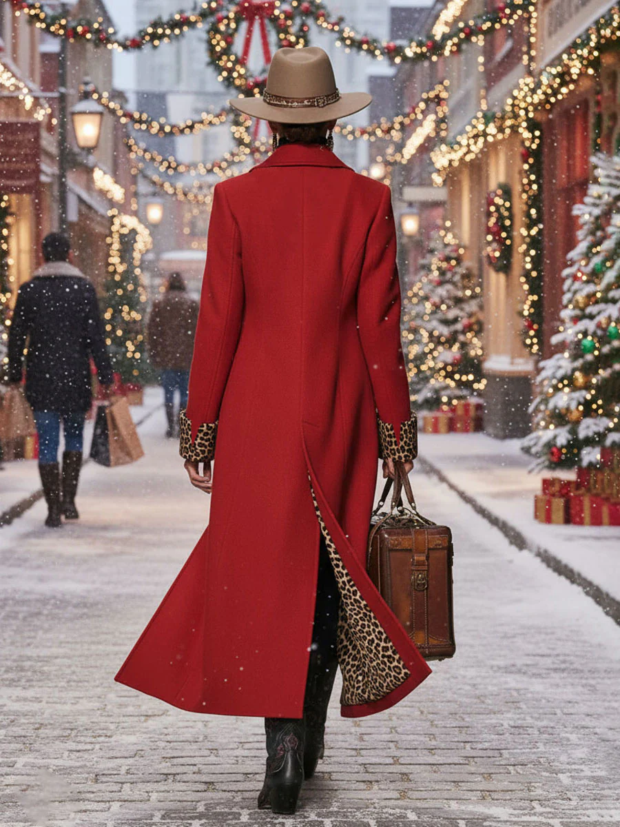 Urban Buttoned Color Block Lapel Collar Coat