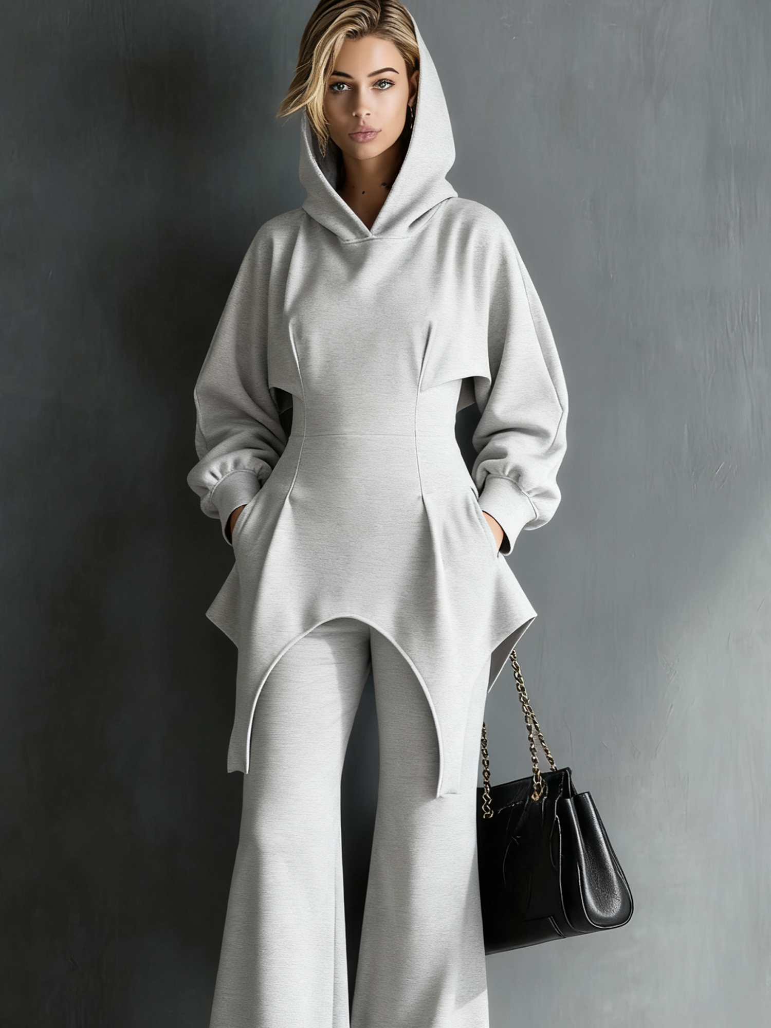 Casual Plain Irregular Craftsmanship Hoodie