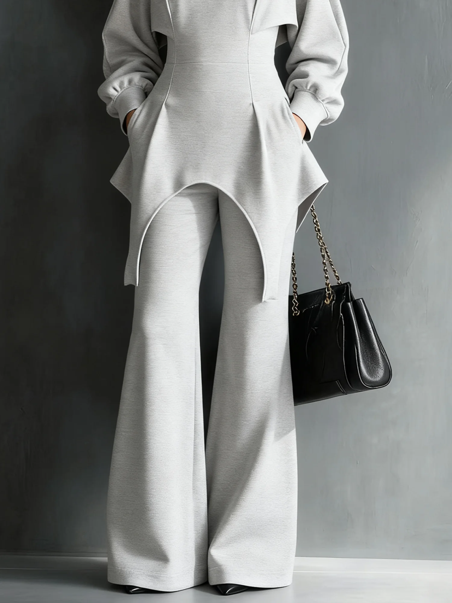 Casual Plain Flare Pants Sweatpants & Joggers