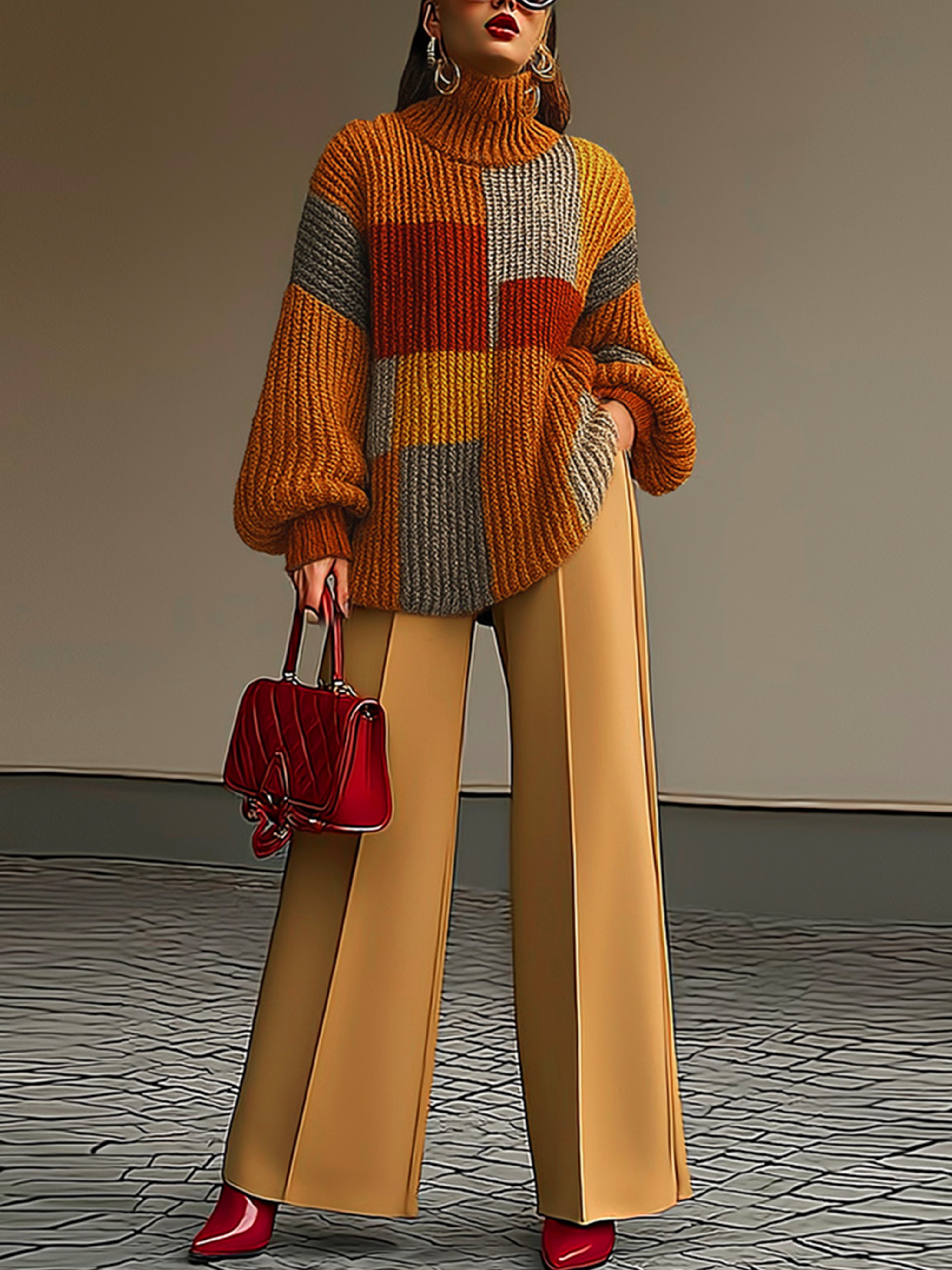 Urban Plaid Turtleneck Sweater