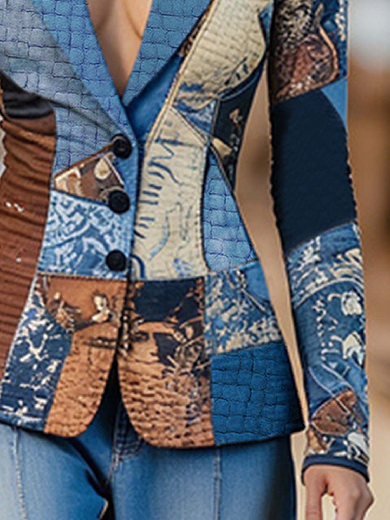 Casual Printing Random Print Lapel Collar Blazer