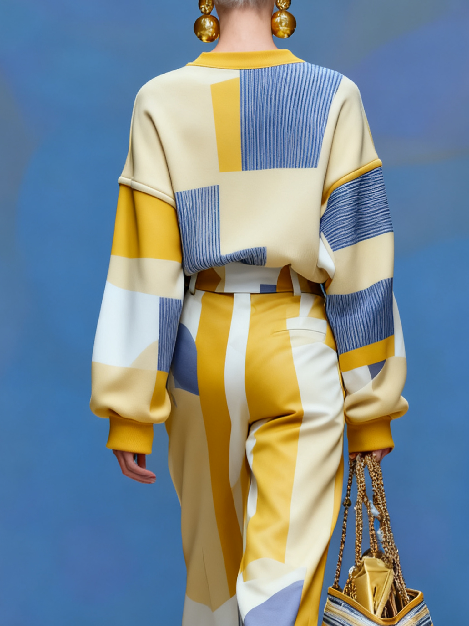 Casual Geometric Crew Neck Sweatshirt