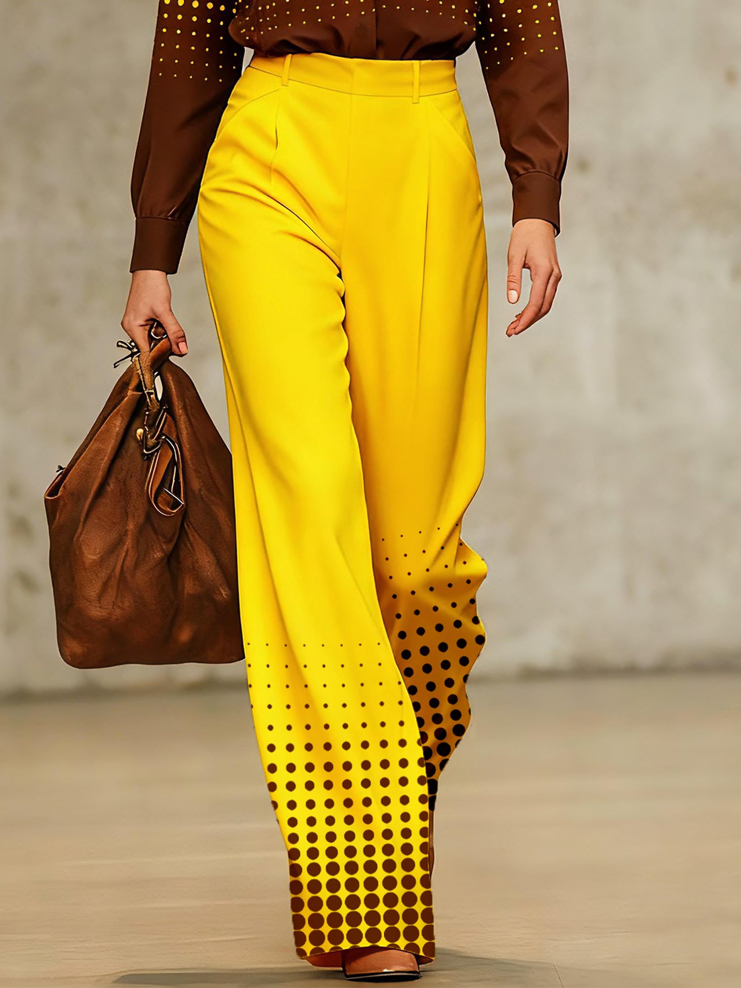 Urban Polka Dots Printing Straight Pants