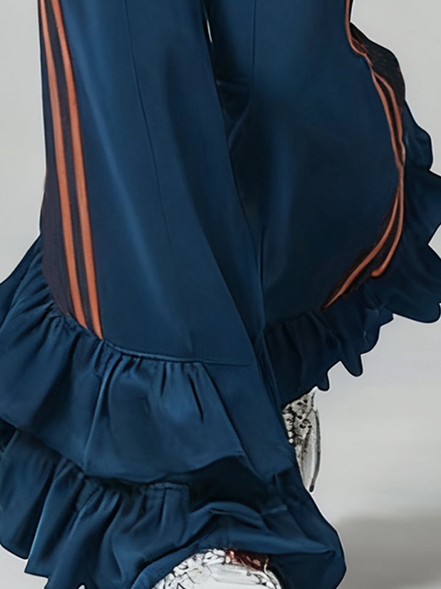 Casual Color Block Peplum Flare Pants