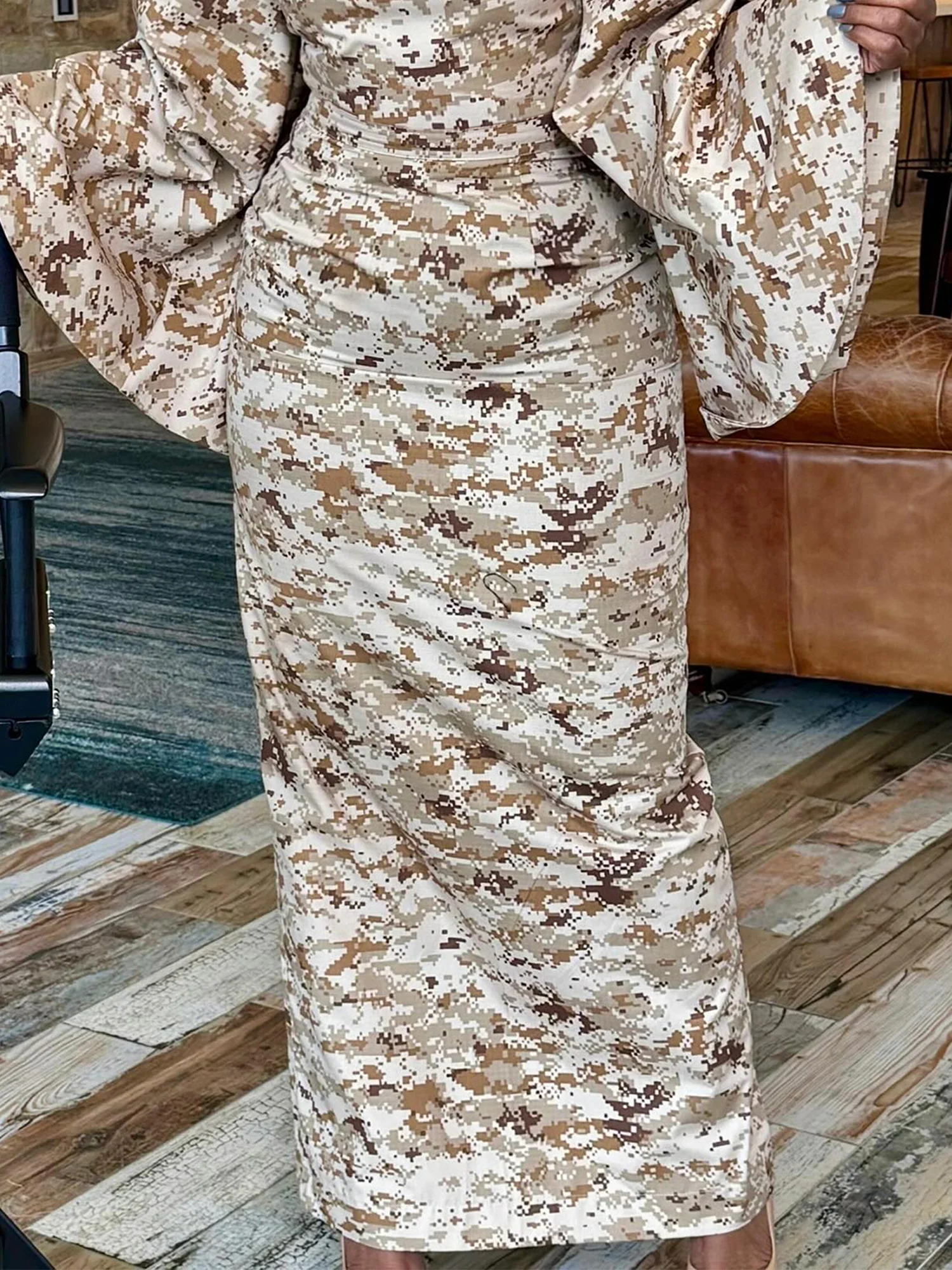 Elegant Printing Camo Maxi Skirt