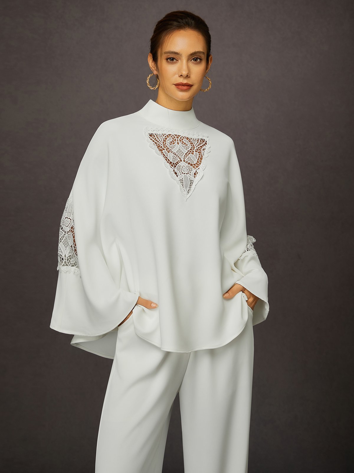 Sheer Lace Patch Top - Versatile Urban Style for Social Occasions