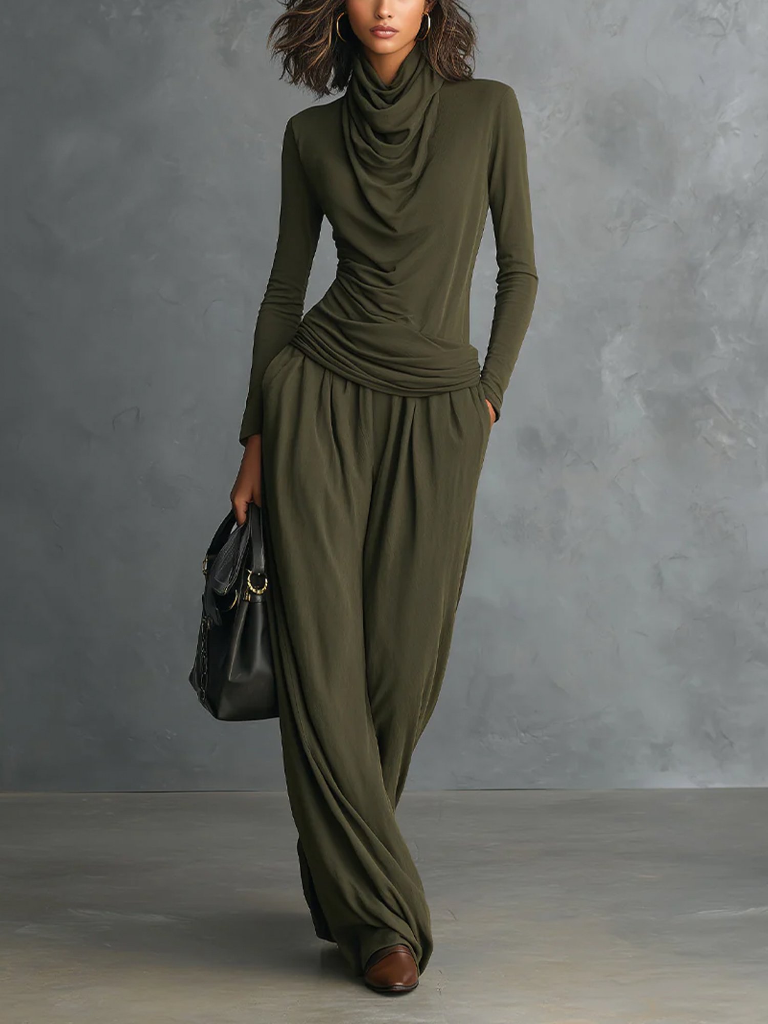 Casual Plain Wide Leg Pants