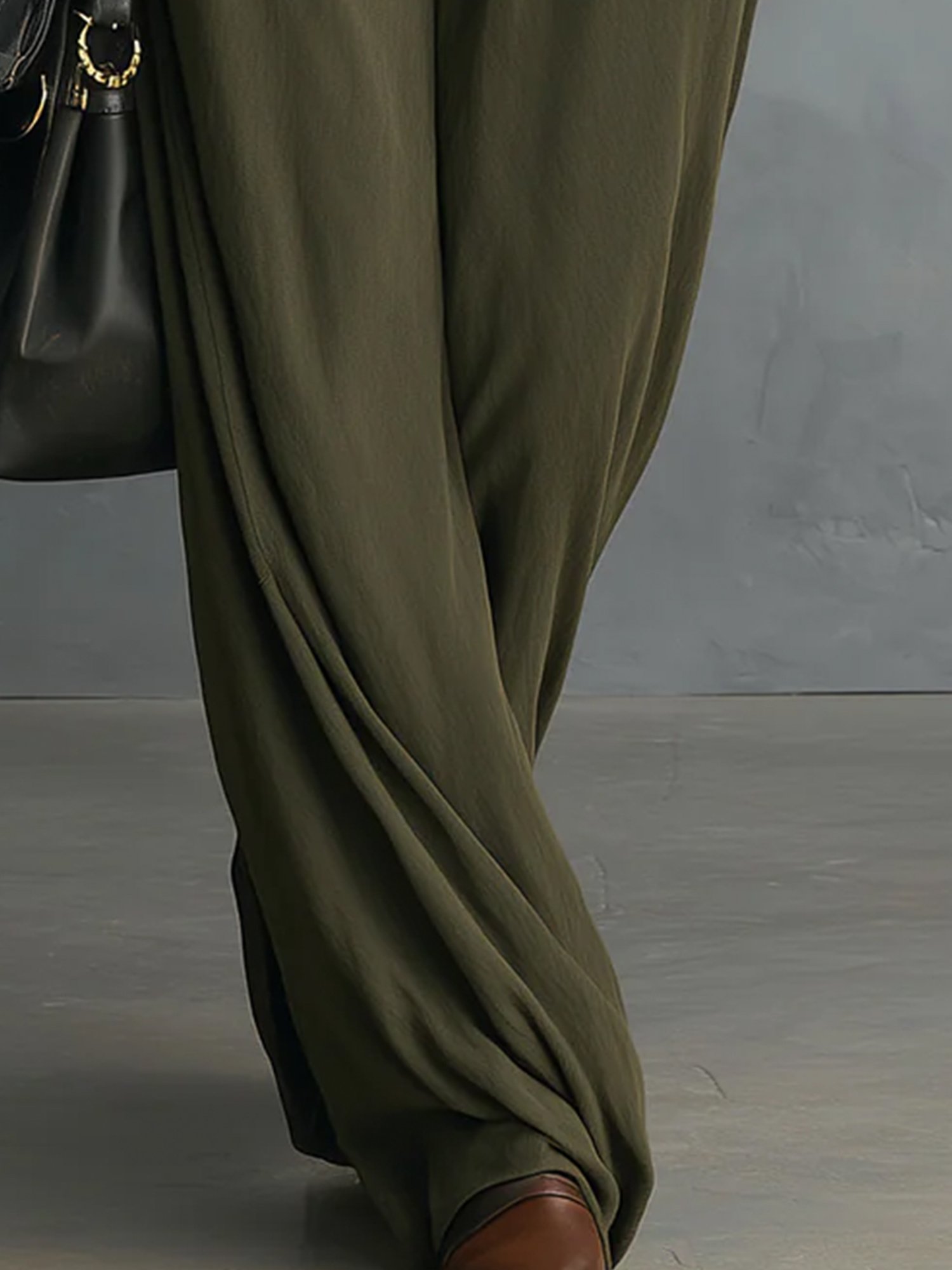 Casual Plain Wide Leg Pants