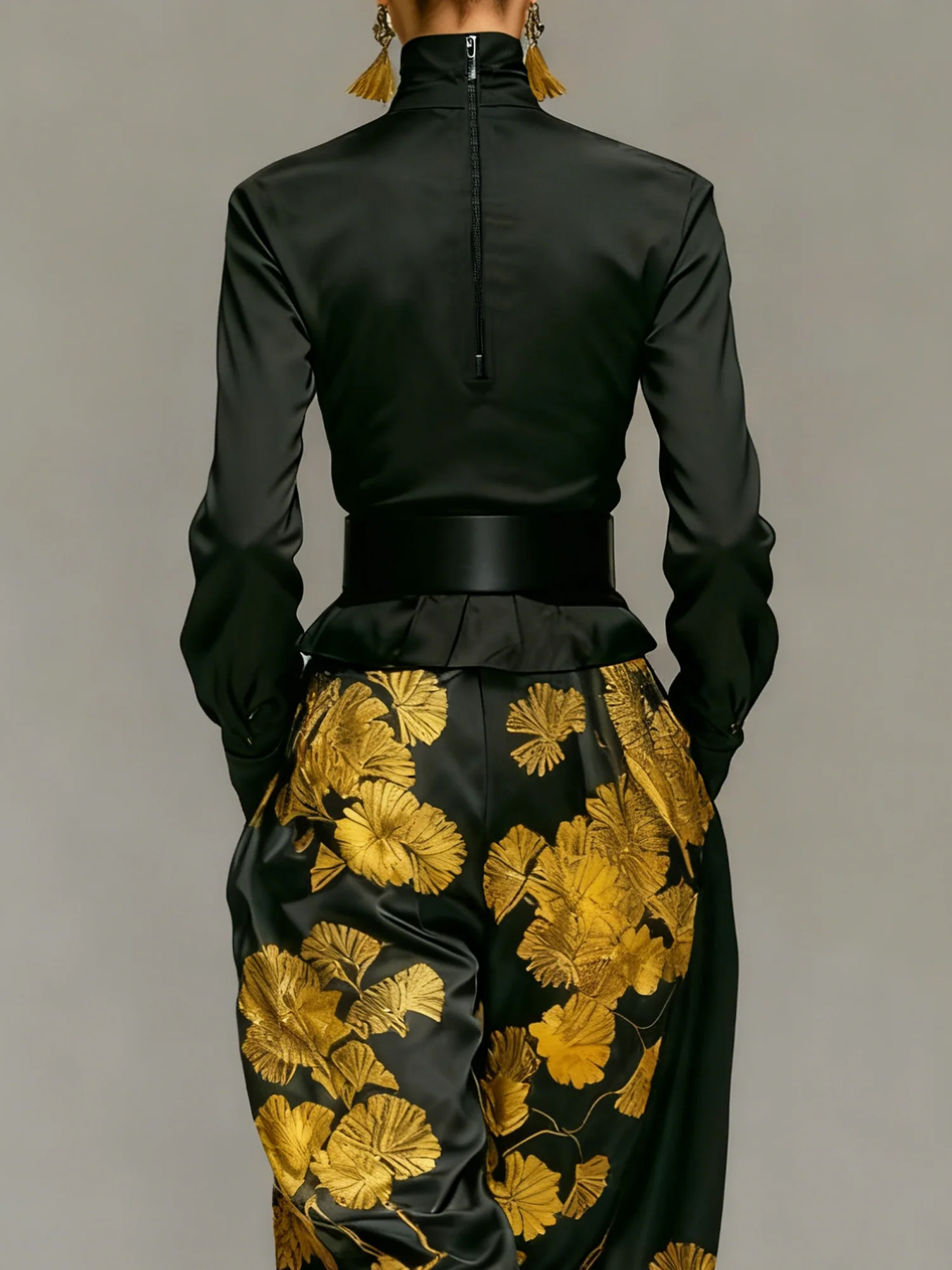 Urban Floral Stand Collar Blouse