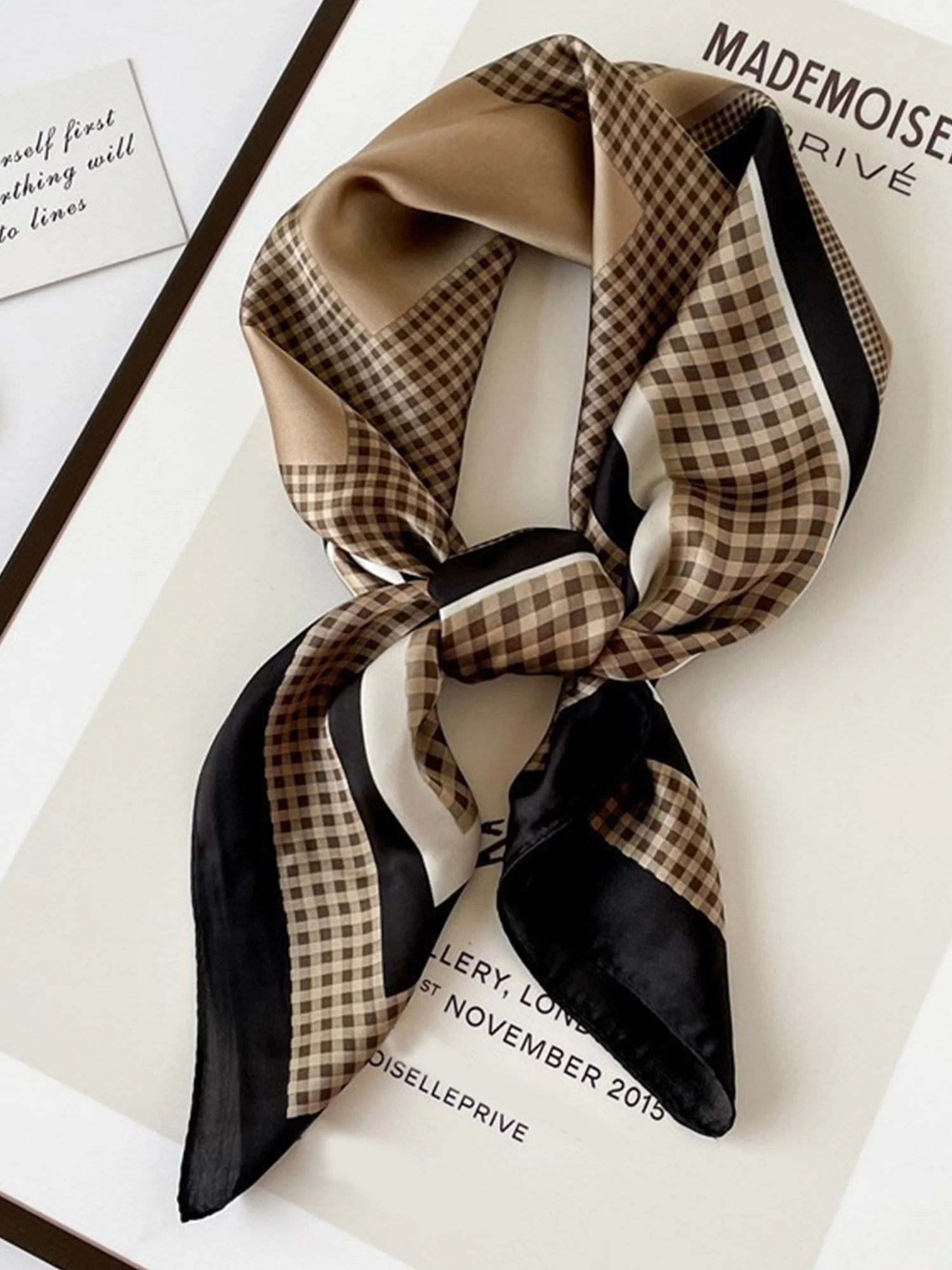 Urban Floral Plaid Silk Scarf