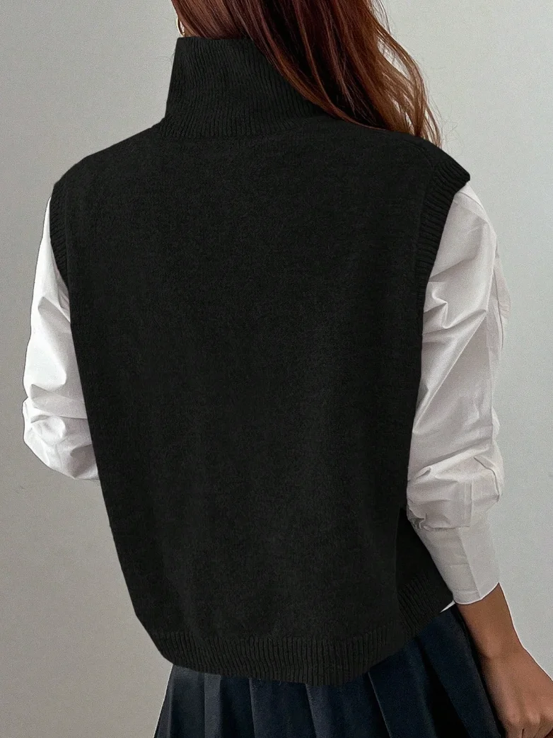 Urban Plain Mock Neck Sweater No Shirt